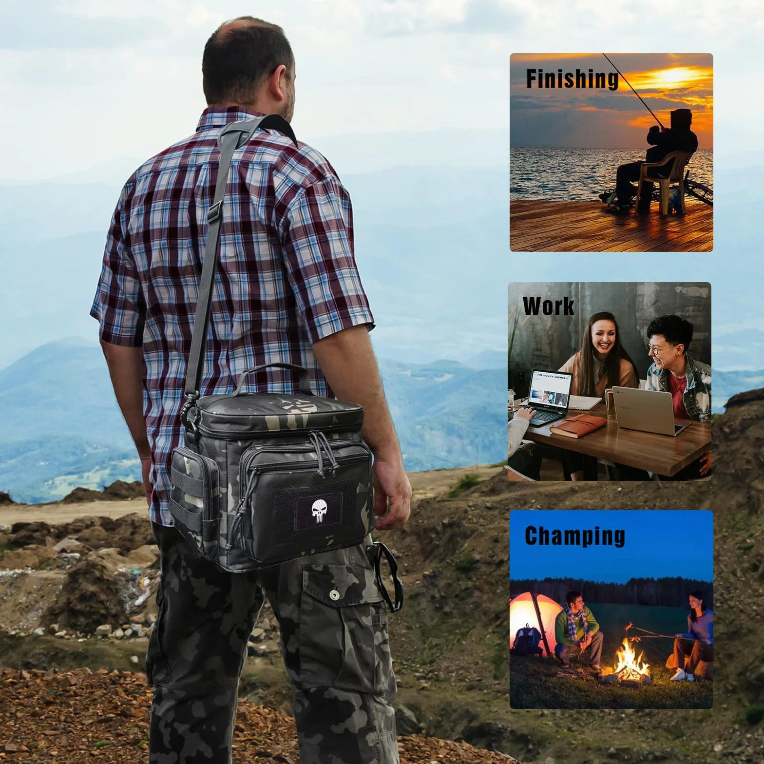 Borsa Termica Tattica MOLLE Impermeabile Isolata per Uomo Lavoro Pic-Nic