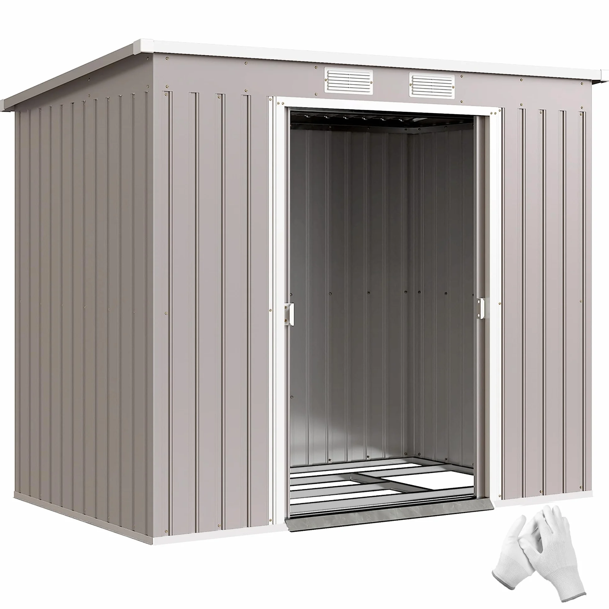Outsunny Casetta da Giardino 2.42m² Acciaio Zincato con Kit Fondazione 213x130x172 cm Grigio