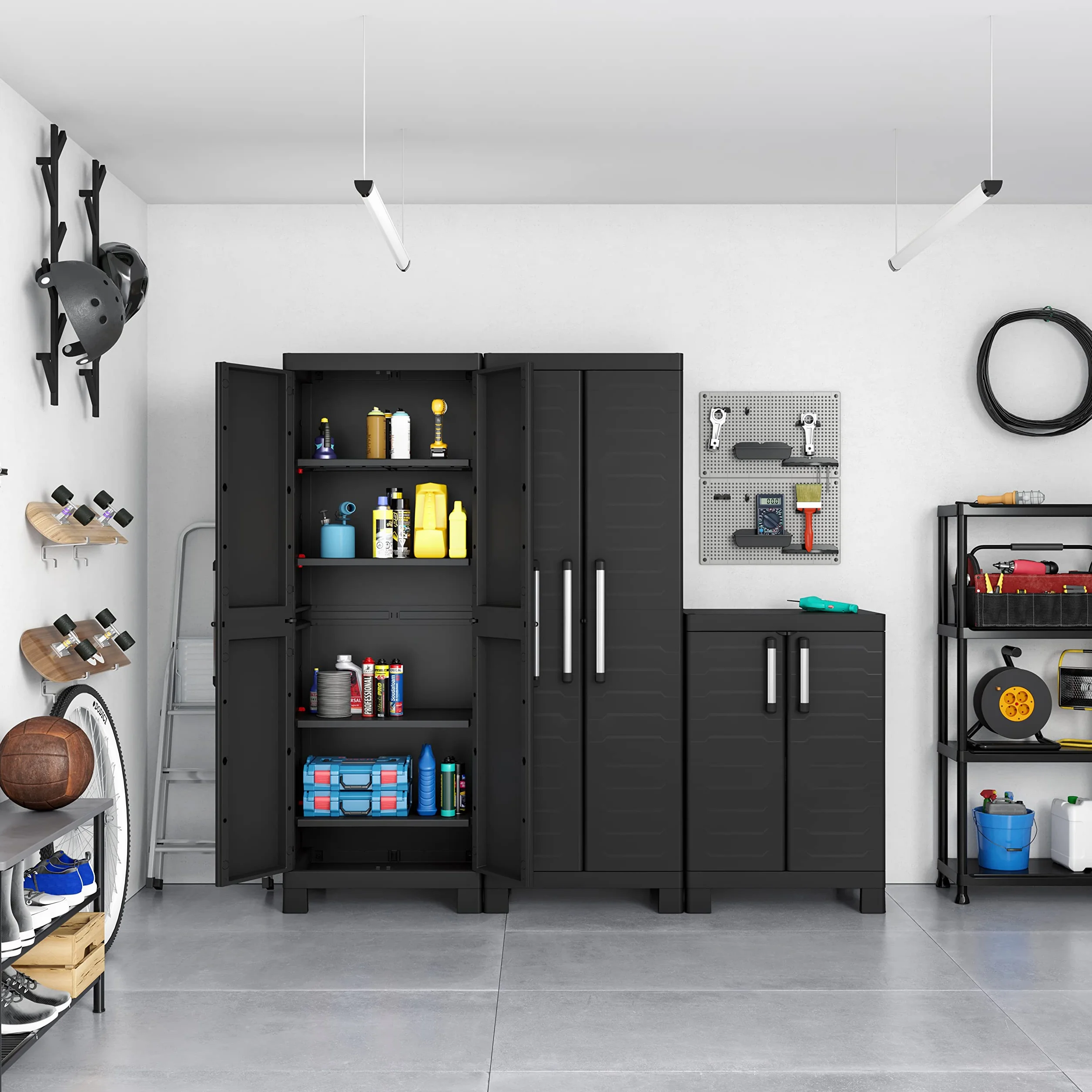 Keter Armadio 4 ripiani realizzato in resina Detroit Alto Nero 65x45x182H cm ECOMMERCE PACK