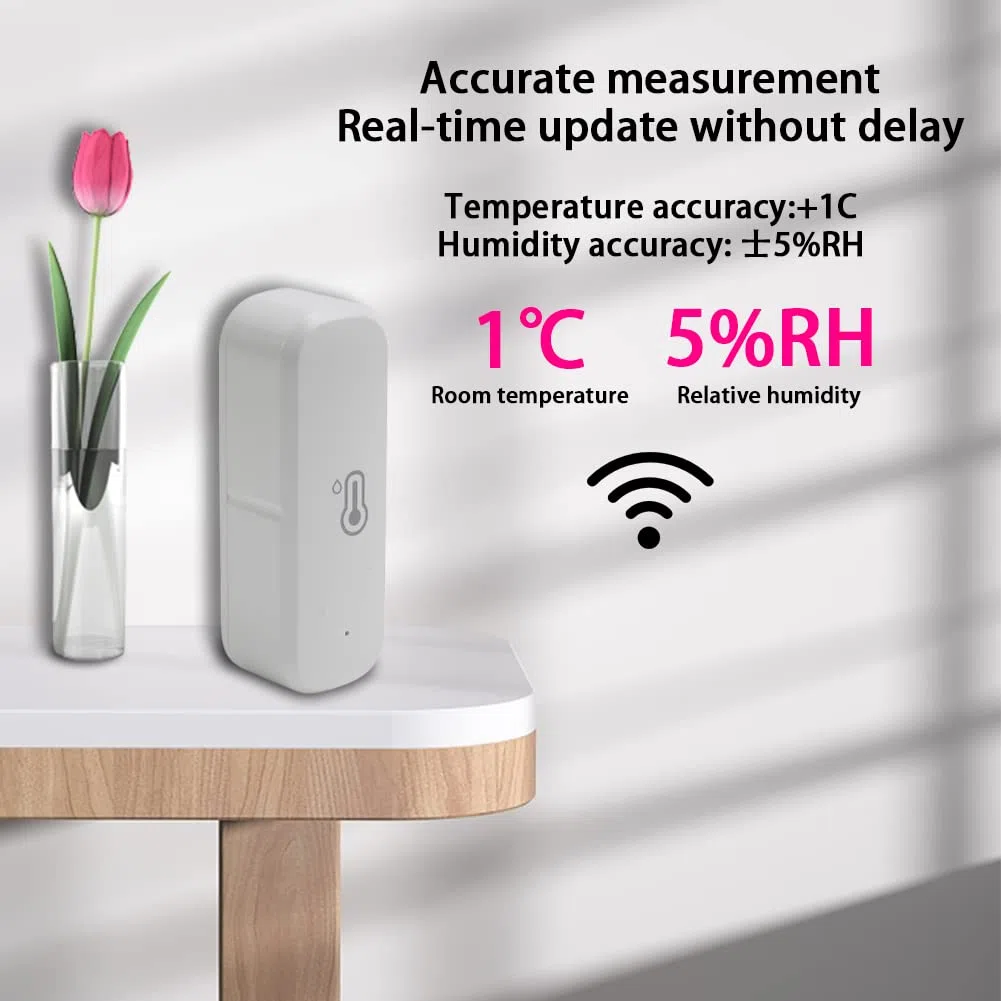 per Tuya Intelligente Temperatura, 4 Pezzi Zigbee Igrometro Termometro, Rilevatore di umidità Temperatura Senza Fili per la Casa Serra