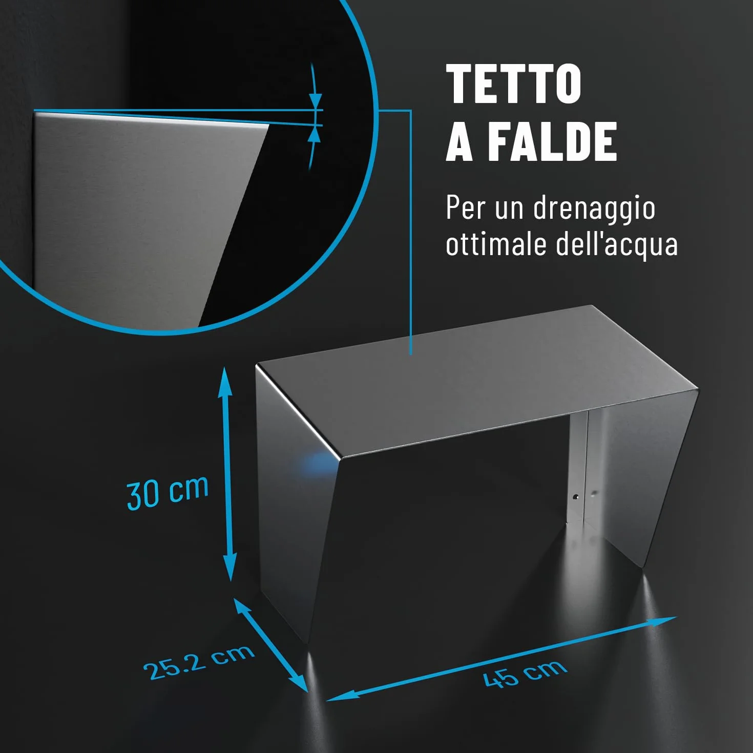 ABSINA Tetto in Acciaio per Stazione di Ricarica 45,4 x 25,6 x 30,2 cm - Tettoia Protettiva per Wallbox