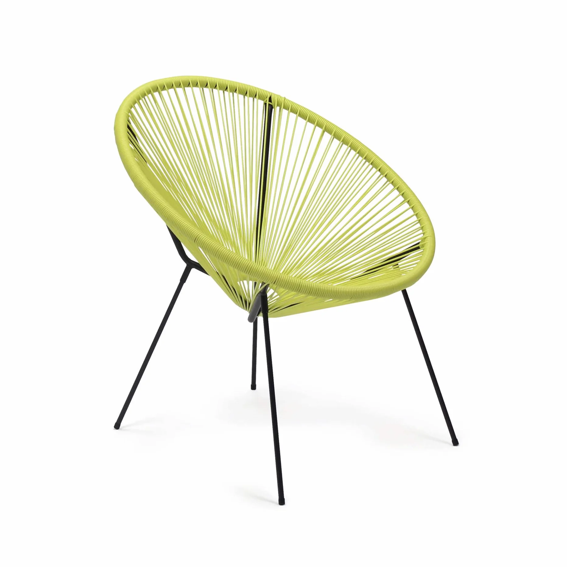 Rebecca Mobili Poltrona da Giardino, Sedia con Seduta Ovale, Giallo Nero, Acciaio PE, Design Rétro, Effetto Rattan, per Esterno Interno - Misure HxLxP: 80 x 70 x 76 cm - Art. RE7159