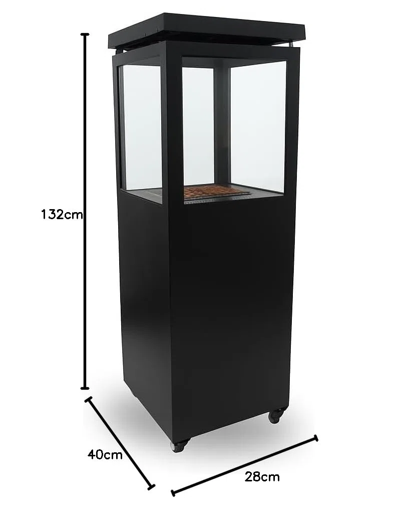 Utevarme Camino a gas per terrazza 6,5 kW 40 x 28 x 132 cm Acciaio stufa a gas nero