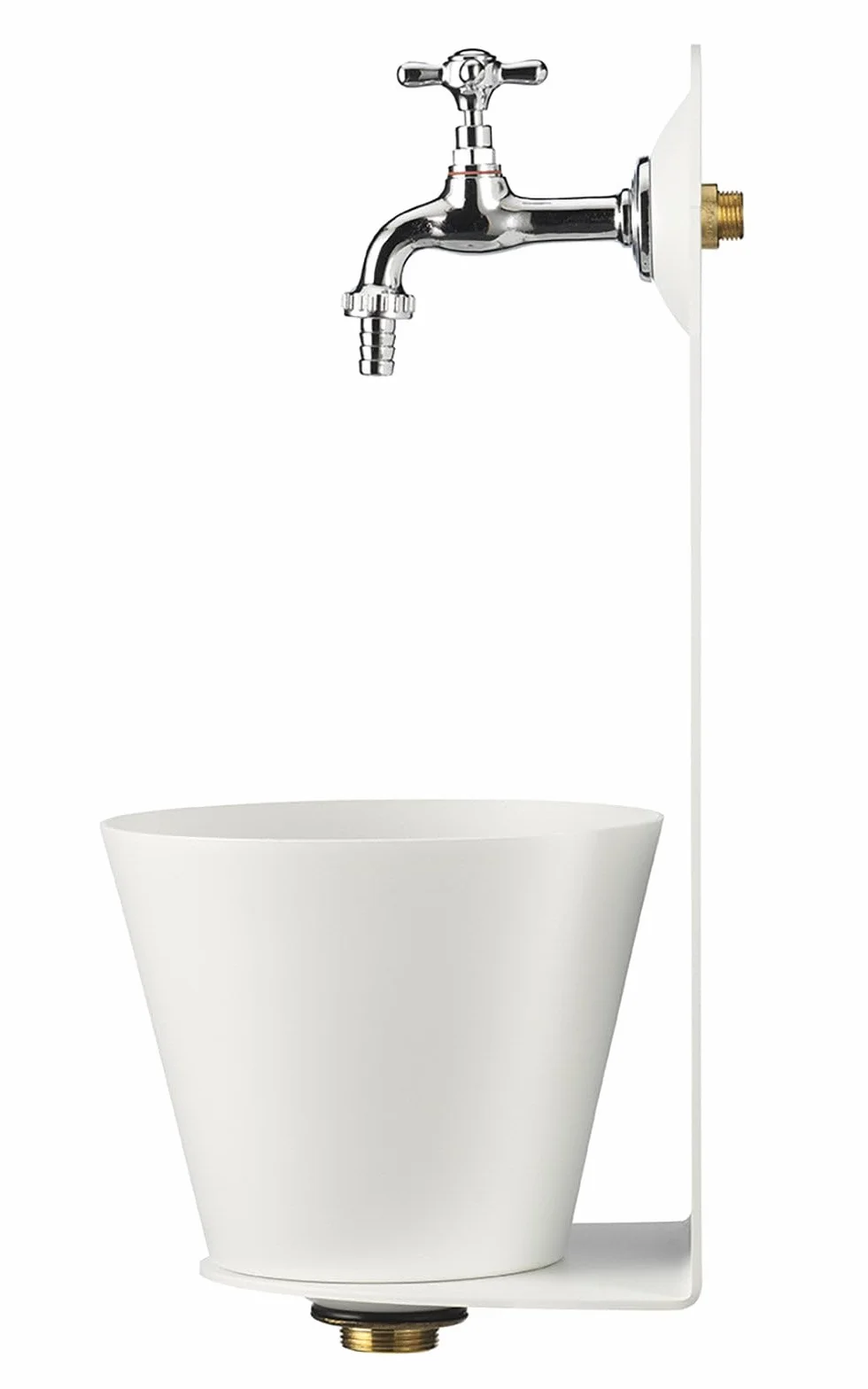 Belfer 42PR Fontana a Parete in Solido Metallo con Vaschetta Colore Bianco