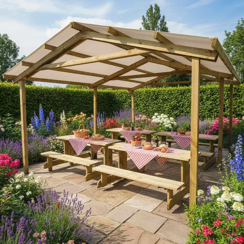 Pergola Carport in legno 400x550 cm pino impregnato Made in Italy