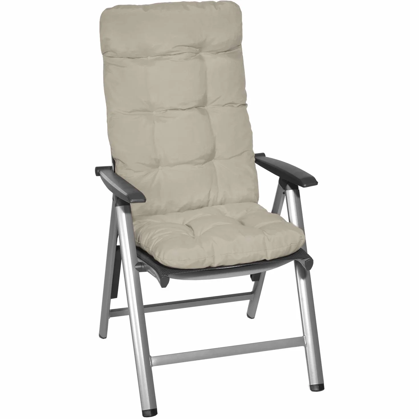 Beautissu Set di 4 Cuscini per Sedia a Sdraio Flair HL 120x50x8cm Extra Comfort per sedie reclinabili, spiaggine e poltrone - Beige