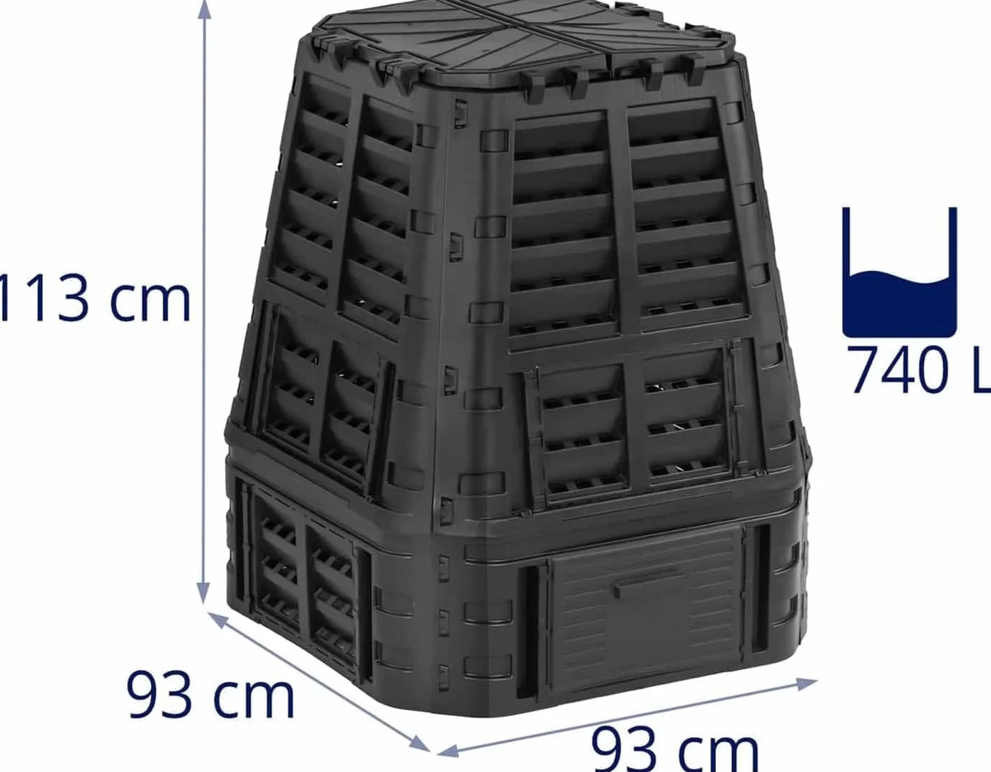 Compostiera da giardino nera 740 Lt Kompobox