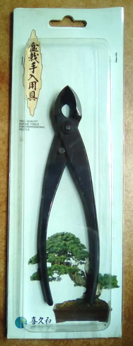 Tronchese concava lunga in acciaio inox brunito per taglio rami per bonsai, 210 mm (BC-210-2i/P)