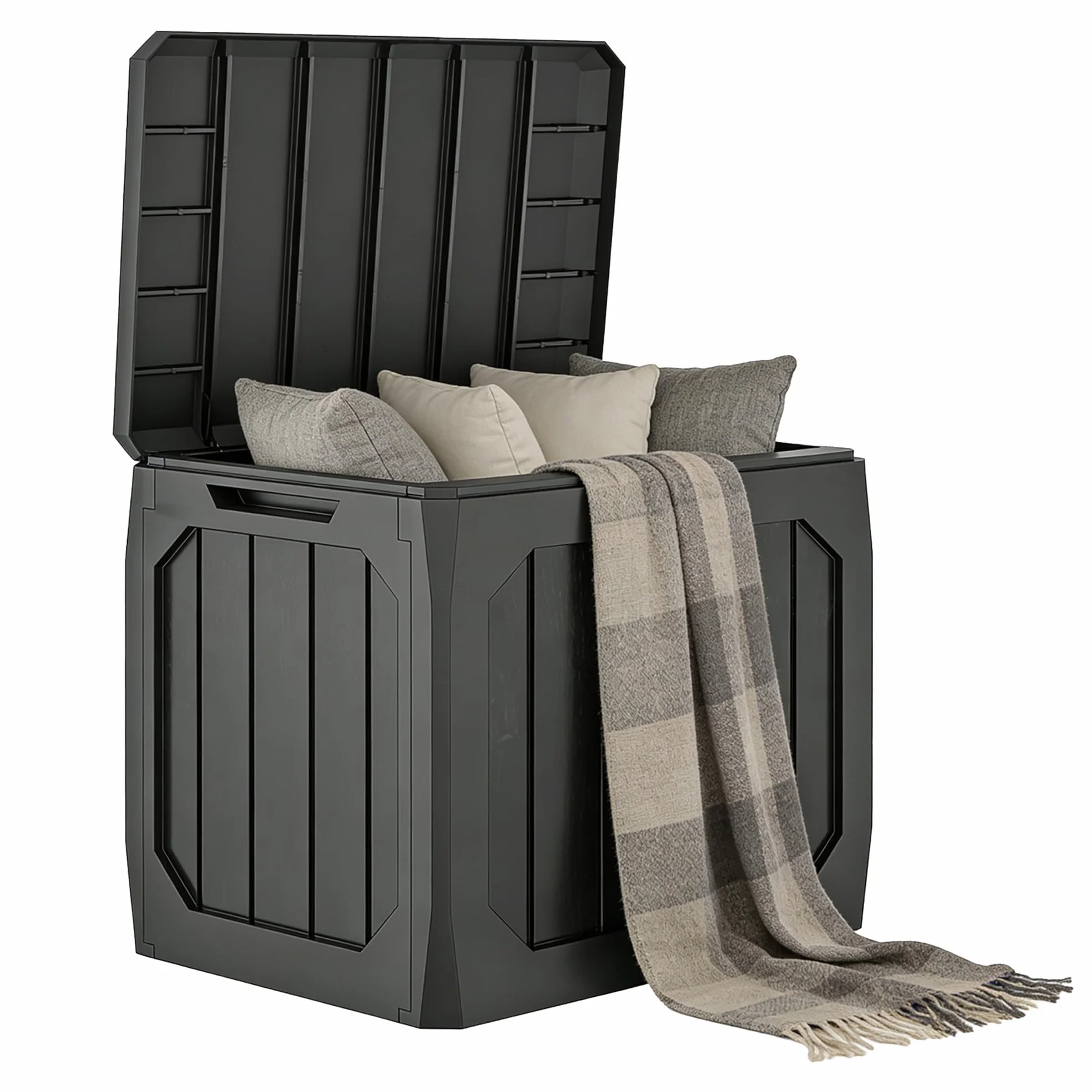 Outsunny Baule da Giardino 121L Plastica Impermeabile Bloccabile 56x45x53 cm Nero