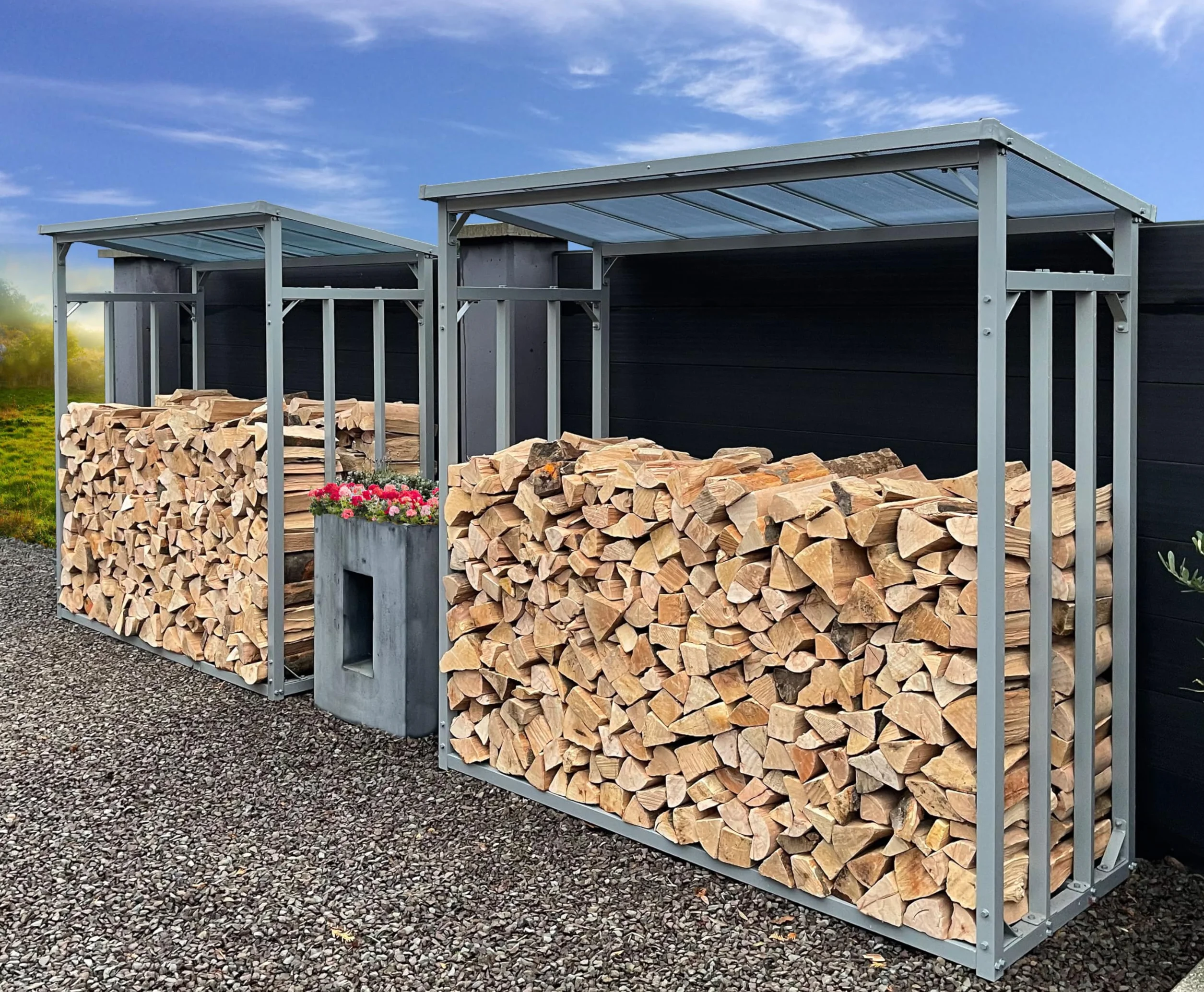 Scaffalatura in Alluminio per Legna da Ardere 185x70x185 cm 2,3 m3