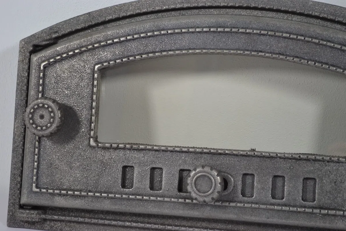 SEZAM Porta del Forno in Ghisa con Vetro Resistente al Calore 48,5 x 6,5 x 27,5 cm Apertura a Destra