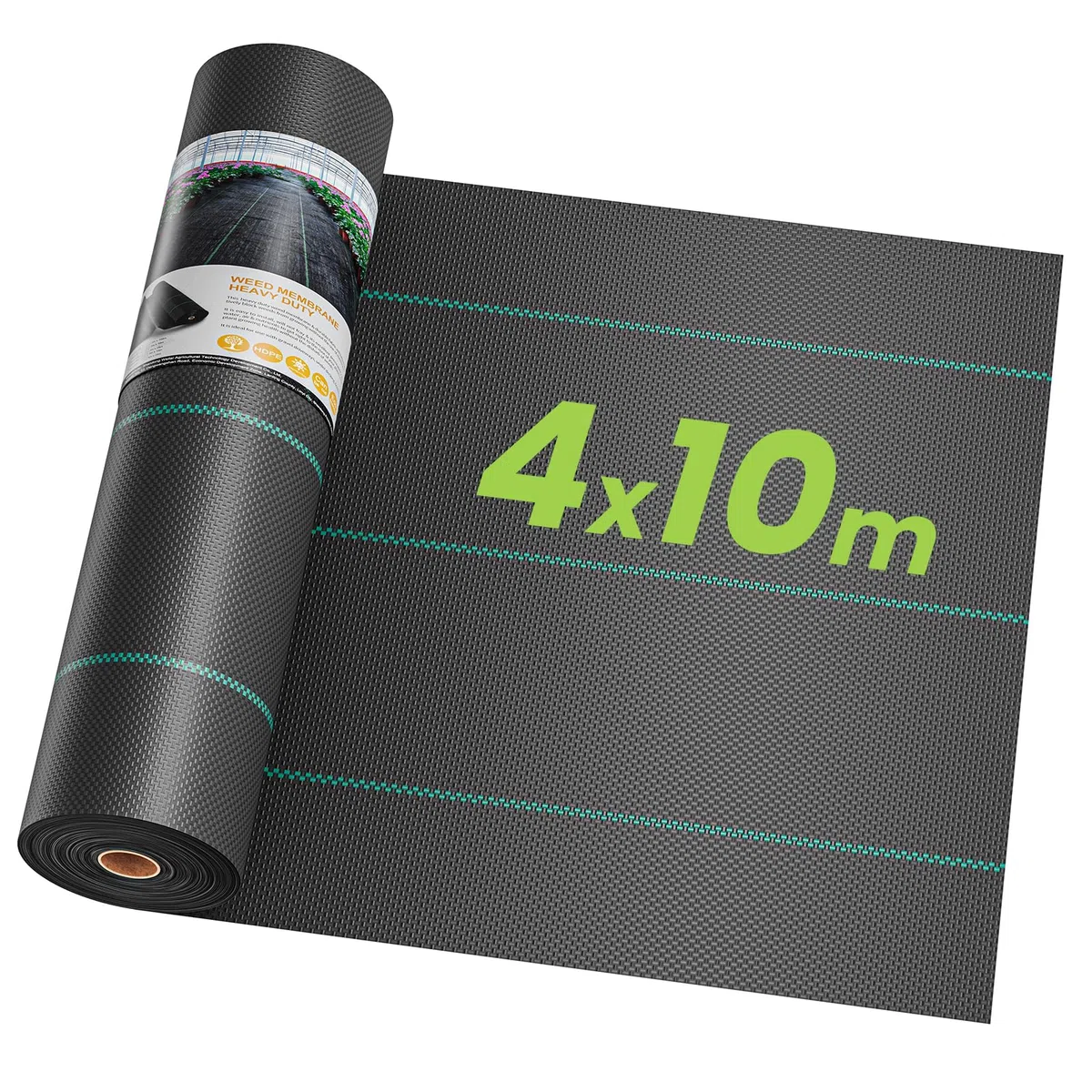 Telo Pacciamatura Anti Erbacce 4m x 10m Permeabile all'Acqua Resistente Strappo UV 90g/m² Giardino Orto