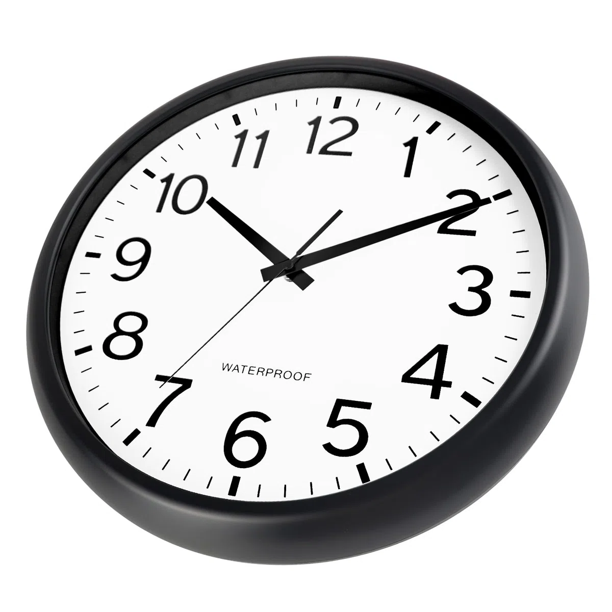 Orologio da giardino, impermeabile, da giardino, resistente alle intemperie, facile da leggere, silenzioso, funzionamento a batteria, per esterni, piscina, balcone, bagno (nero)