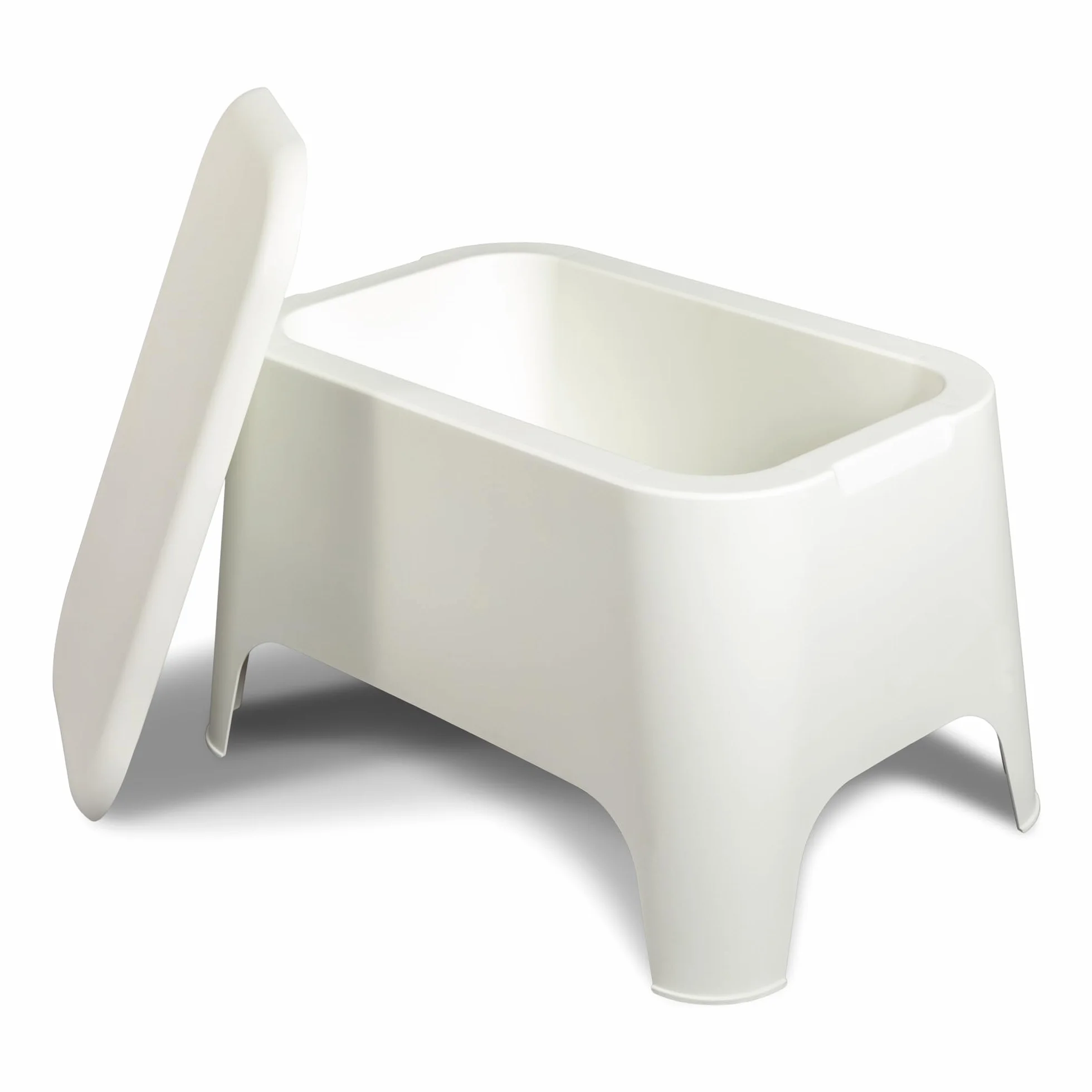 Tavolino Petra bianco 59x39x36 cm moderno con vano portaoggetti 21 litri coperchio rimovibile plastica riciclata uso esterno