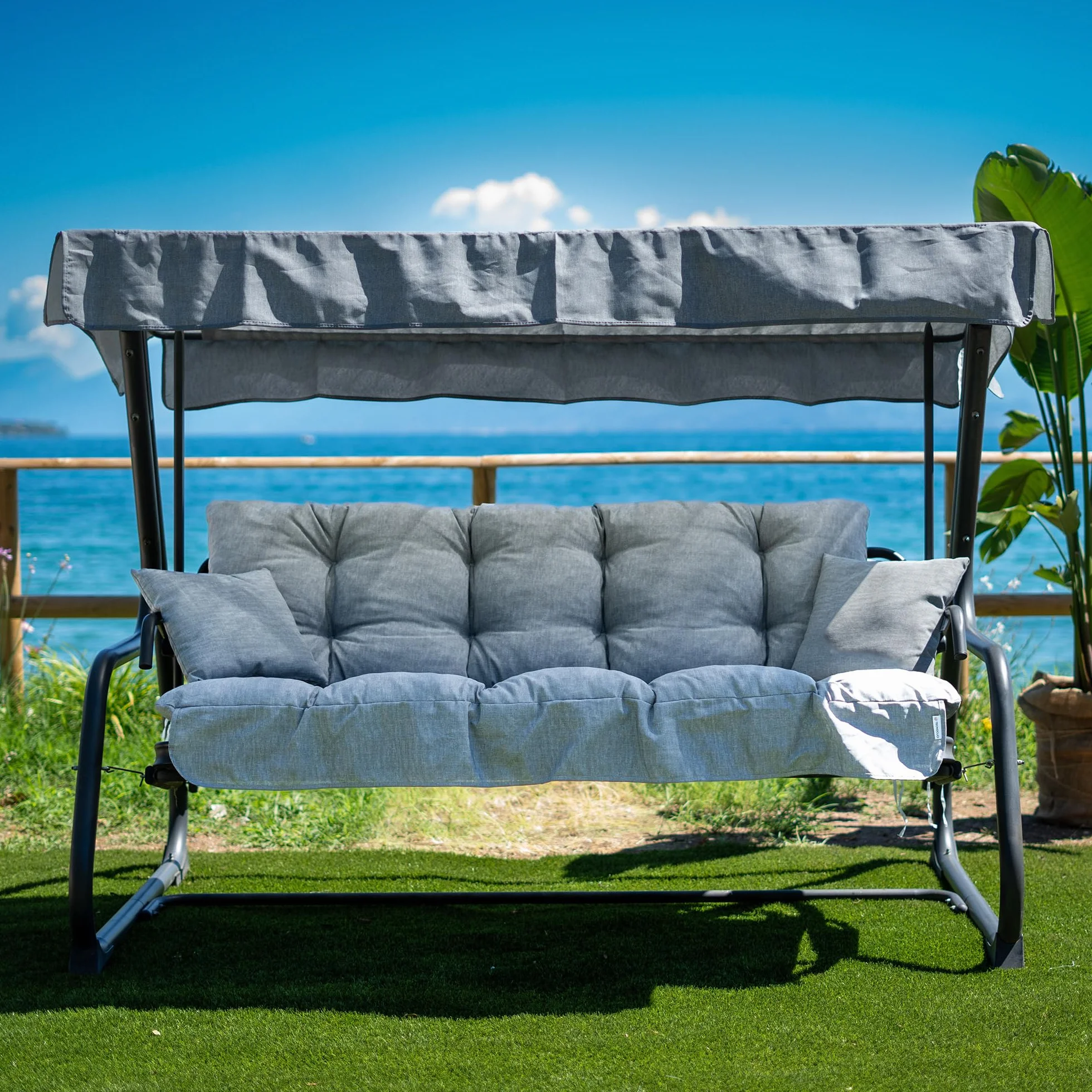 Cuscini per Dondolo 4 posti (170x52x12cm) - Incluso anche il tettuccio coordinato - 100% Made in Italy - Ideale per esterni (giardini e cortili) - Telaio non incluso