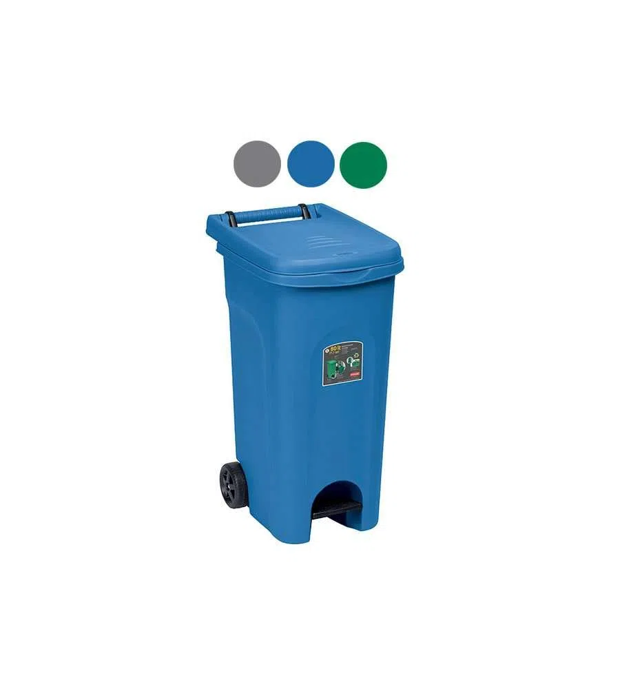 Stefanplast BIDONE CARRELLATO per IMMONDIZIA 80 LT 51x40x80h Urban Eco System Blue