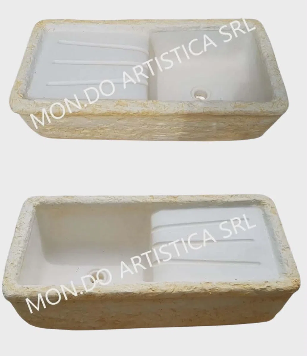 Lavello in Cemento L 80x40 H 22 cm Giallo Ocra Per Esterno Mondo Artistica