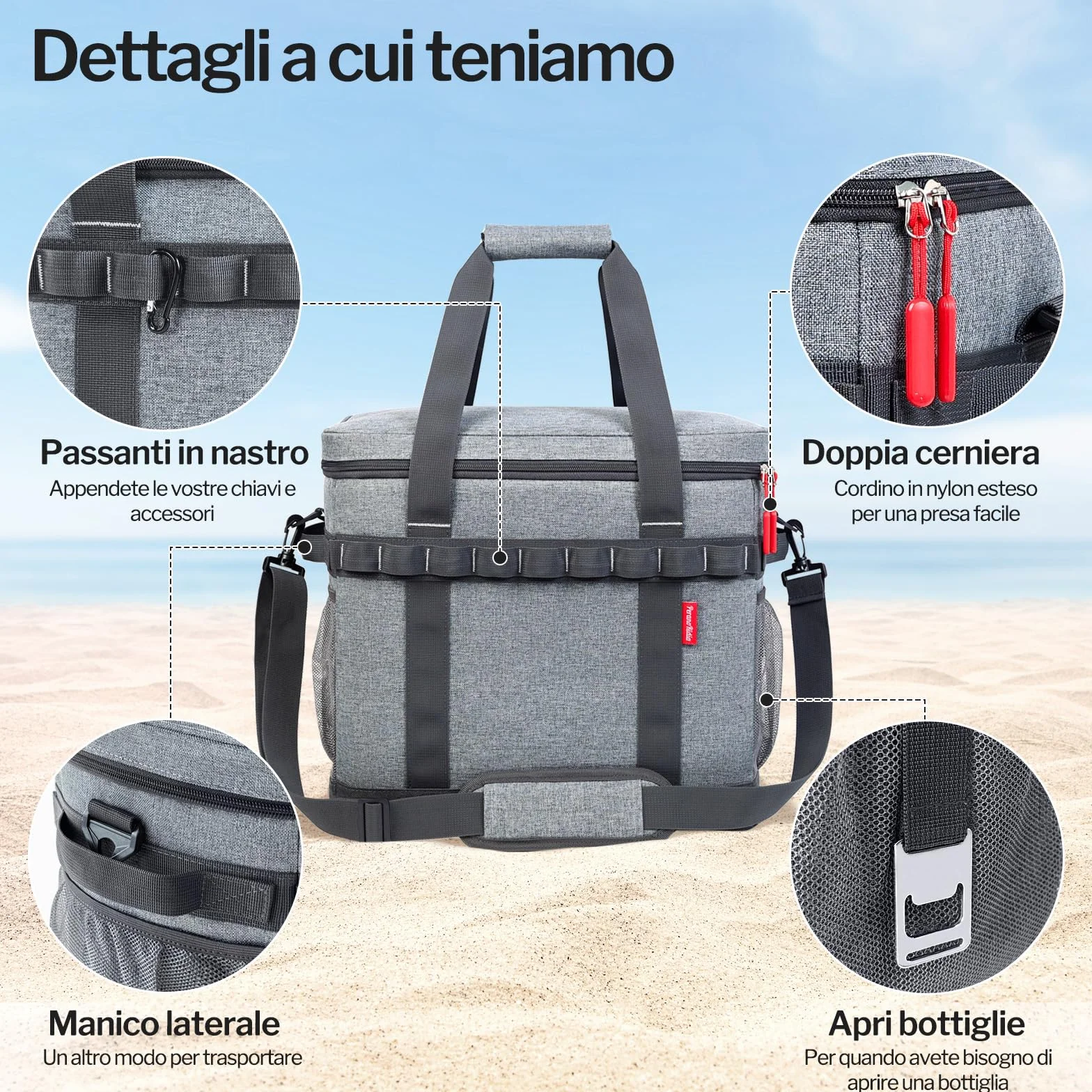 Borsa Termica 40L Raffreddamento 12 Ore Cooler Bag Portatile Manici Multipli