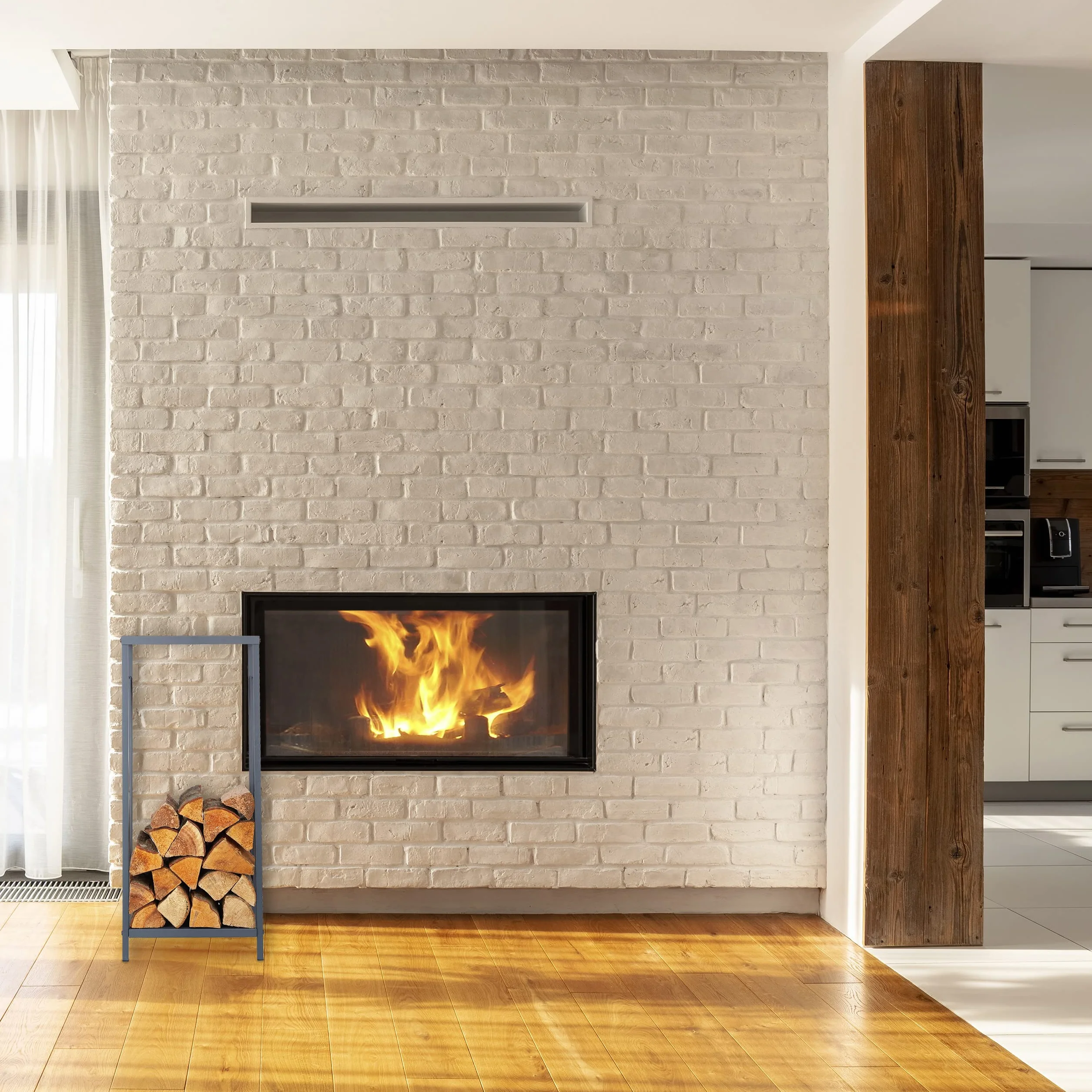 Portalegna in Metallo Relaxdays, Scaffale da Caminetto per Legna 80,5x34x25 cm Grigio