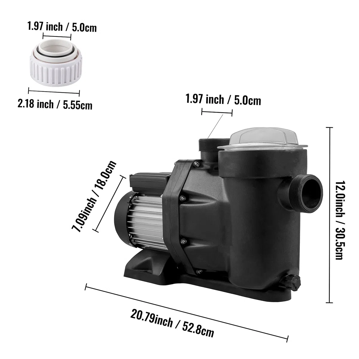 VEVOR Pompa Acqua 1 HP 750 W 19200 L/h 3450 RPM Piscina Elettropompa Filtro