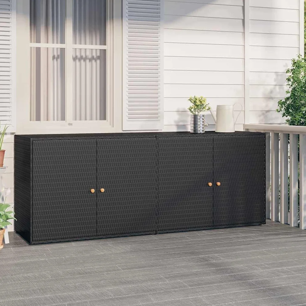 Mobiletto da Giardino Nero 198x55,5x80 cm in polyrattan Nero,319870