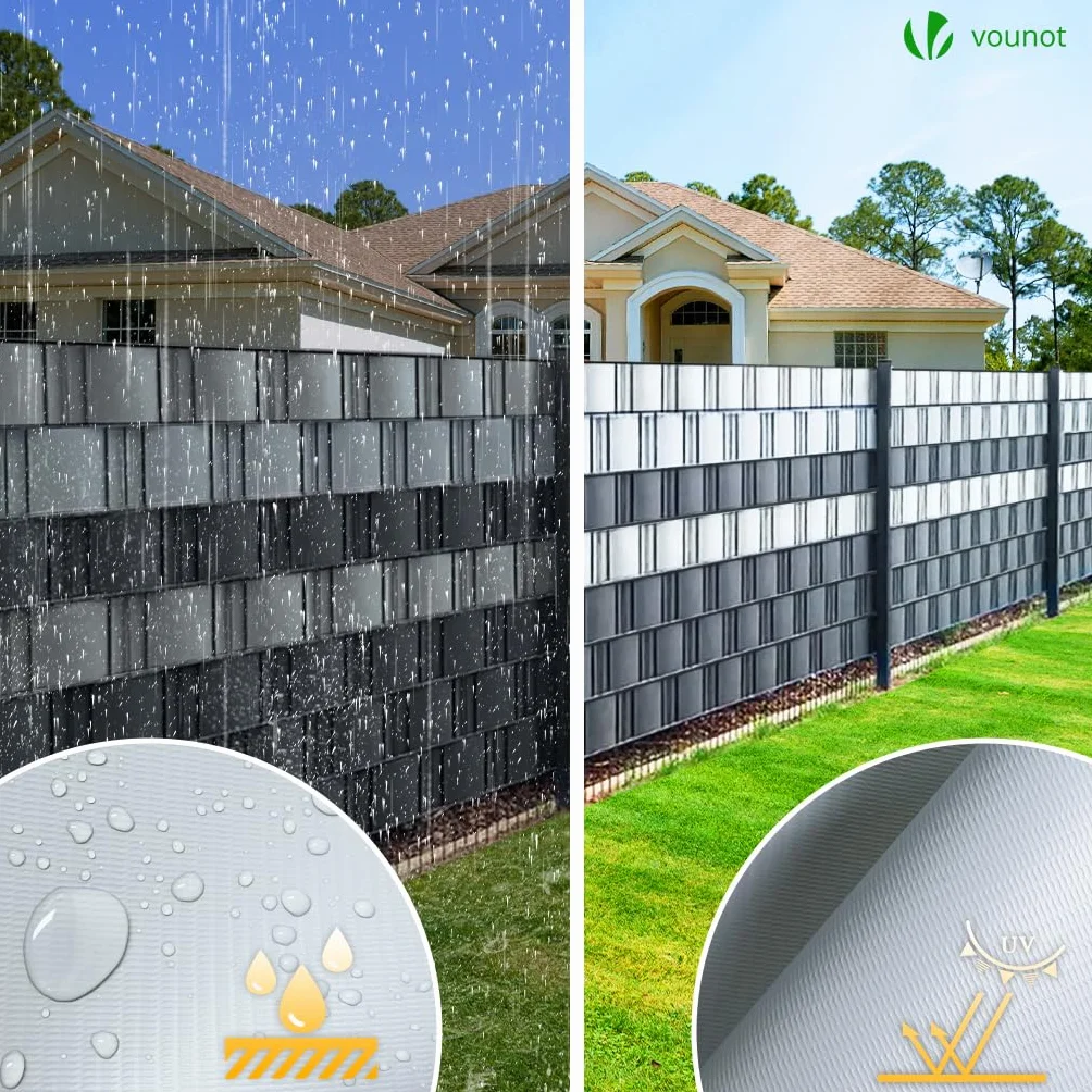 VOUNOT® Telo Frangivista in PVC per Recinzione Giardino, 19cm x 70m, 450 g/m², Strisce per Protezione della Privacy, Rotolo Frangivista con Clips di Fissaggio, Grigio Chiaro