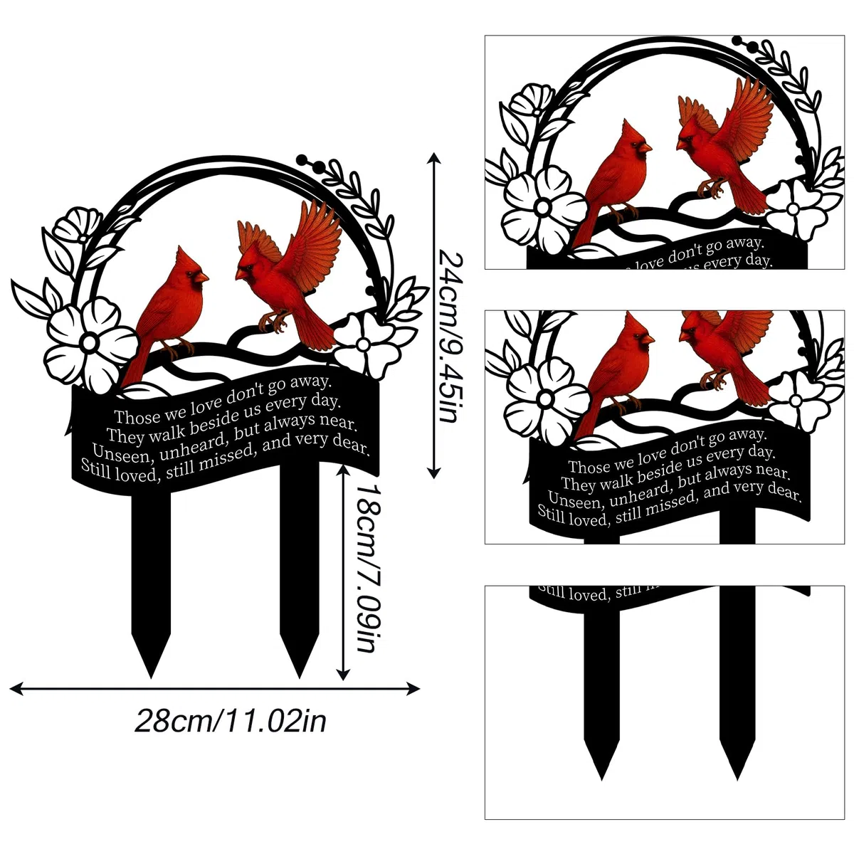 BOXOB Decorazione in pietra tombale cardinale, pali commemorativi in metallo, decorazioni per tombe