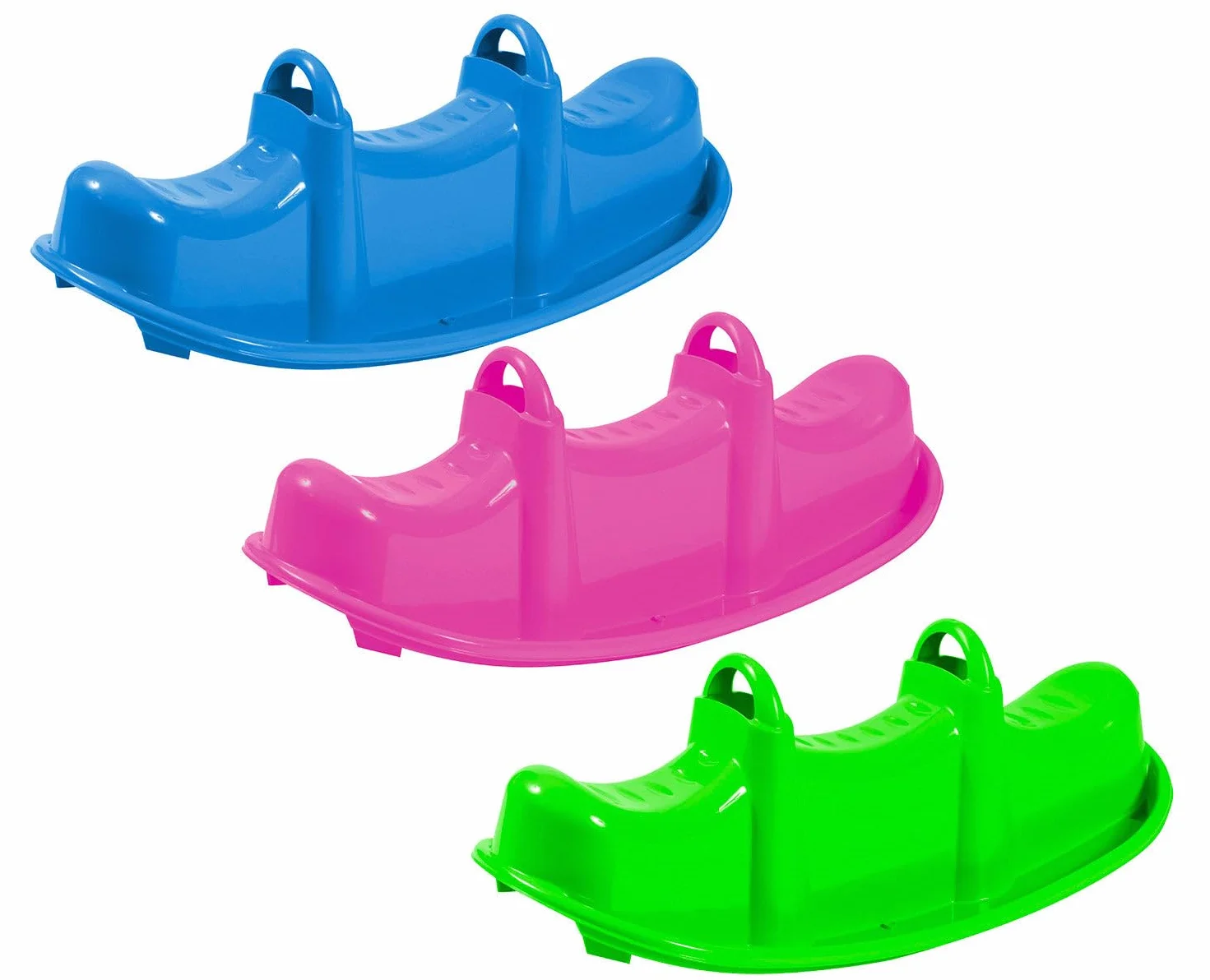 Dondolo 3 Posti 104x44x37 cm in Plastica Blu o Rosa o Verde