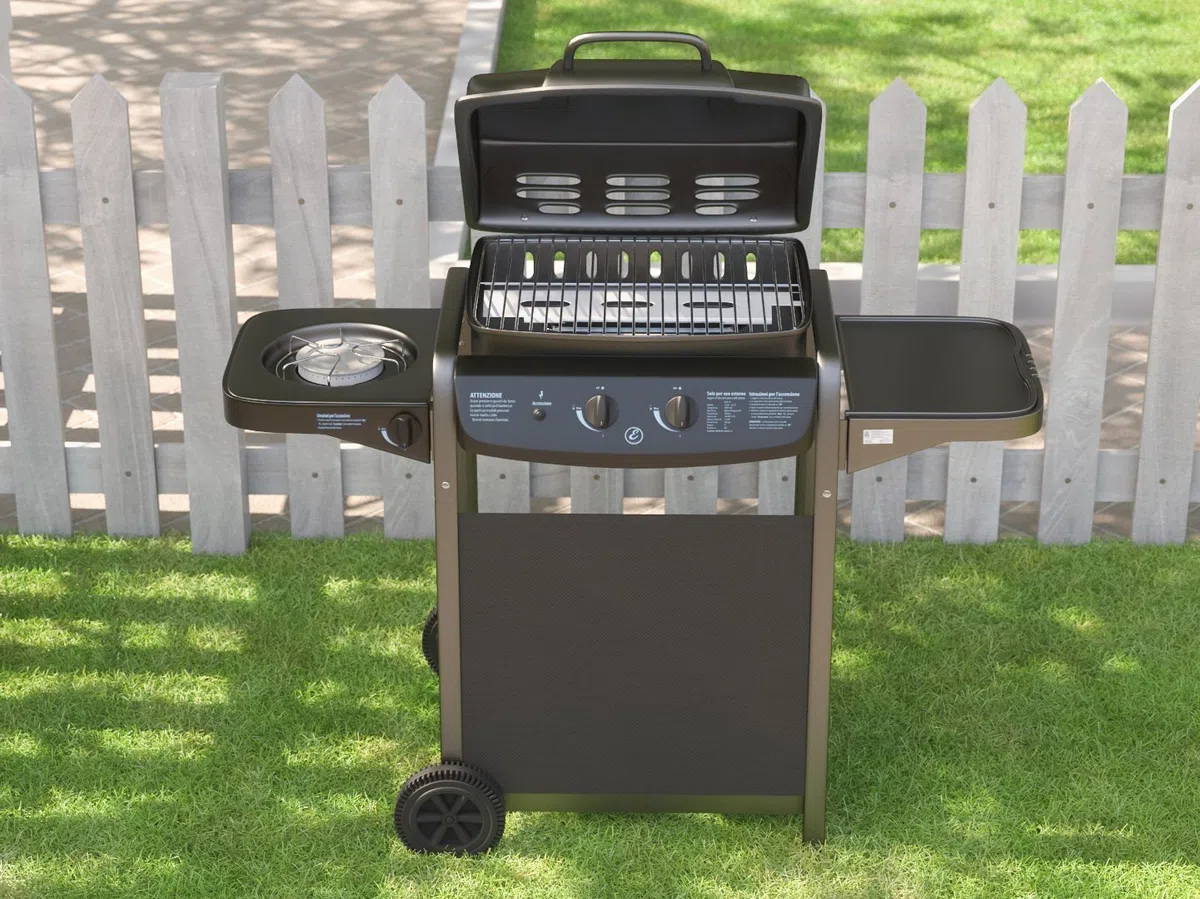 Barbecue a Gas 3 Bruciatori con Termometro Digitale Integrato e Bruciatore Laterale in Acciaio Inox