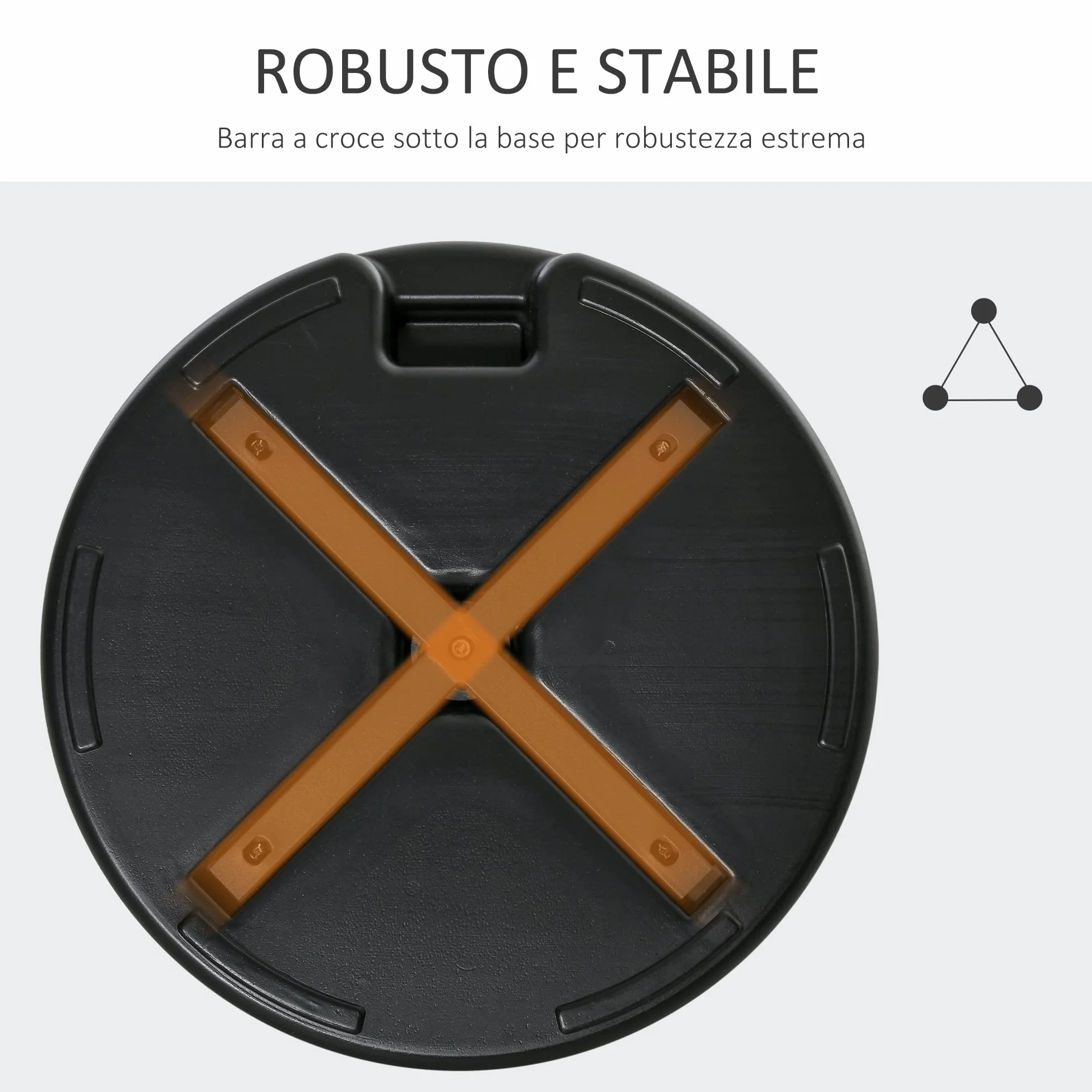 Outsunny Base per Ombrellone da Giardino Rotonda Φ55cm, Basamento da 30kg da Riempire con Acqua per Pali da 38mm, 48mm, Nero