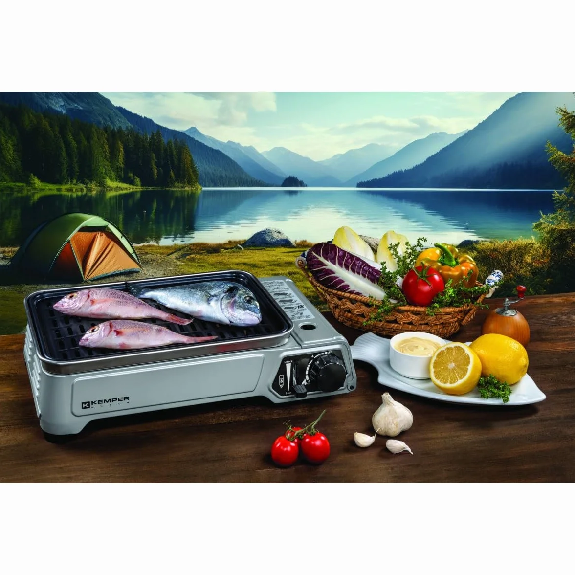 Kemper Barbecue A Cartuccia Gas 1,9 KW Piastra 27x34 cm