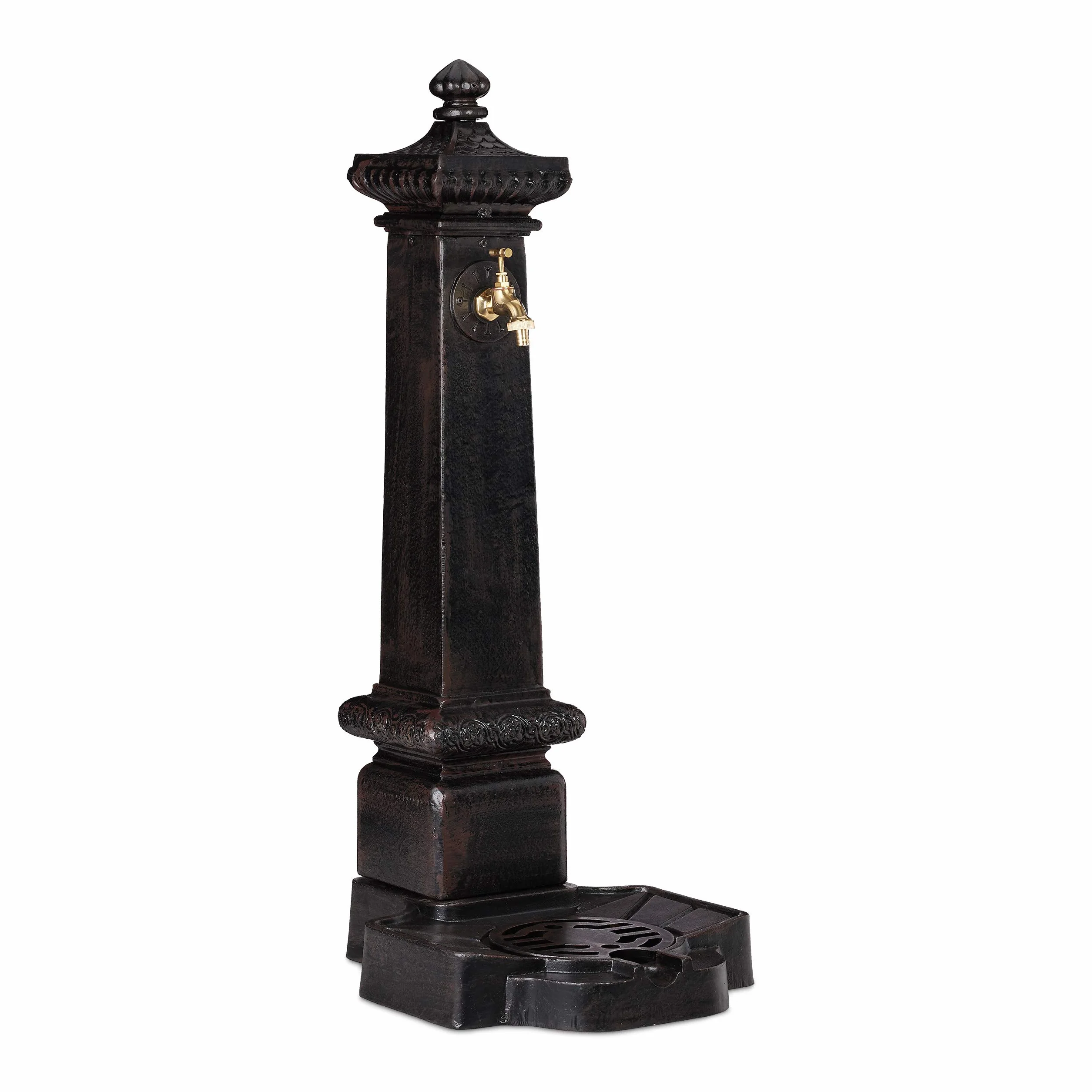 Relaxdays Fontana a Colonna Giardino 100x38x47 cm Marrone Scuro