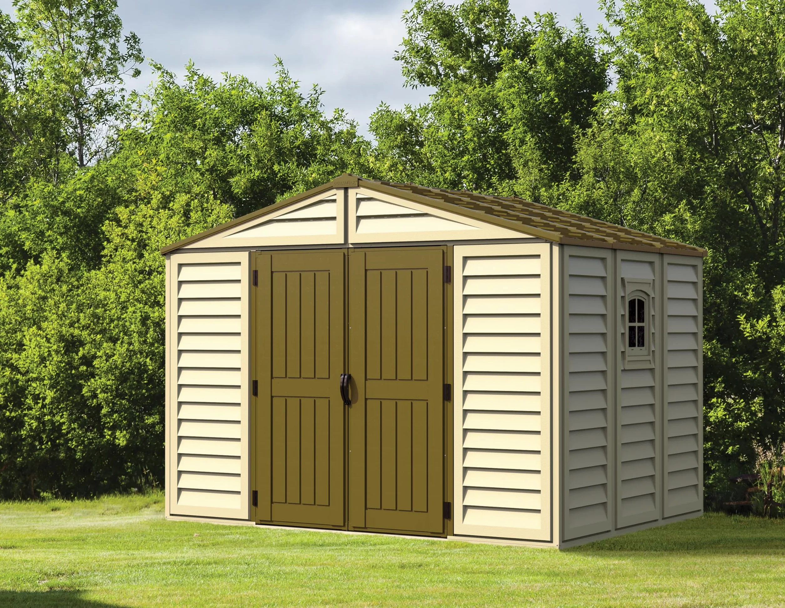 Duramax WoodBridge Plus, Dimensioni esterne (LxPxH): 324,8 x 247 x 233,2 cm — Beige e marrone
