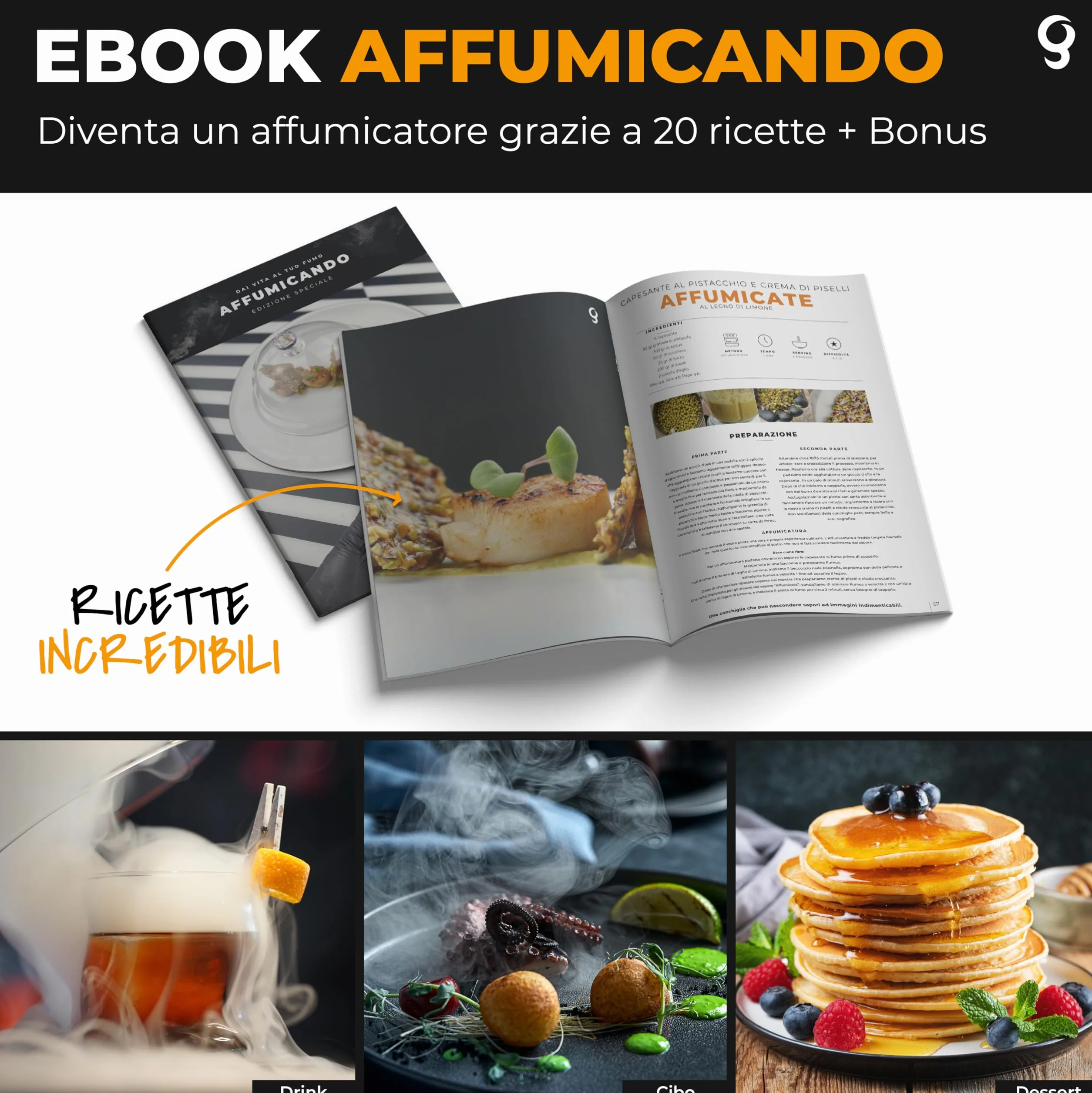 Fumus Affumicatore da Cucina 5 Gusti Trucioli Affumicatura 2 Velocità Smoker Whisky Disco Cocktail Ricettario
