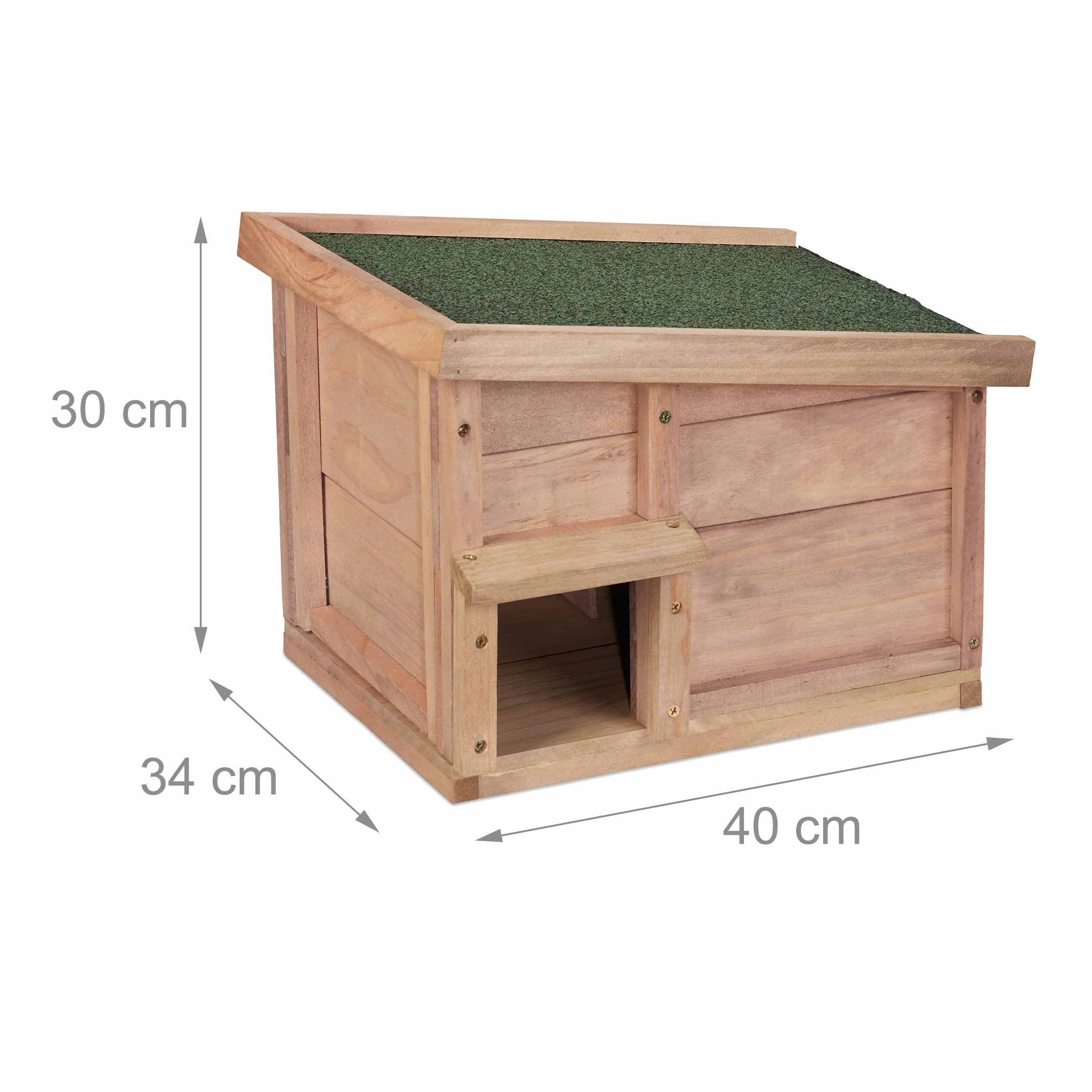 Relaxdays Casetta per Ricci in Legno, Rifugio da Giardino, 2 Camere, 30x40x34 cm, Tana Contro Predatori, Marrone Chiaro