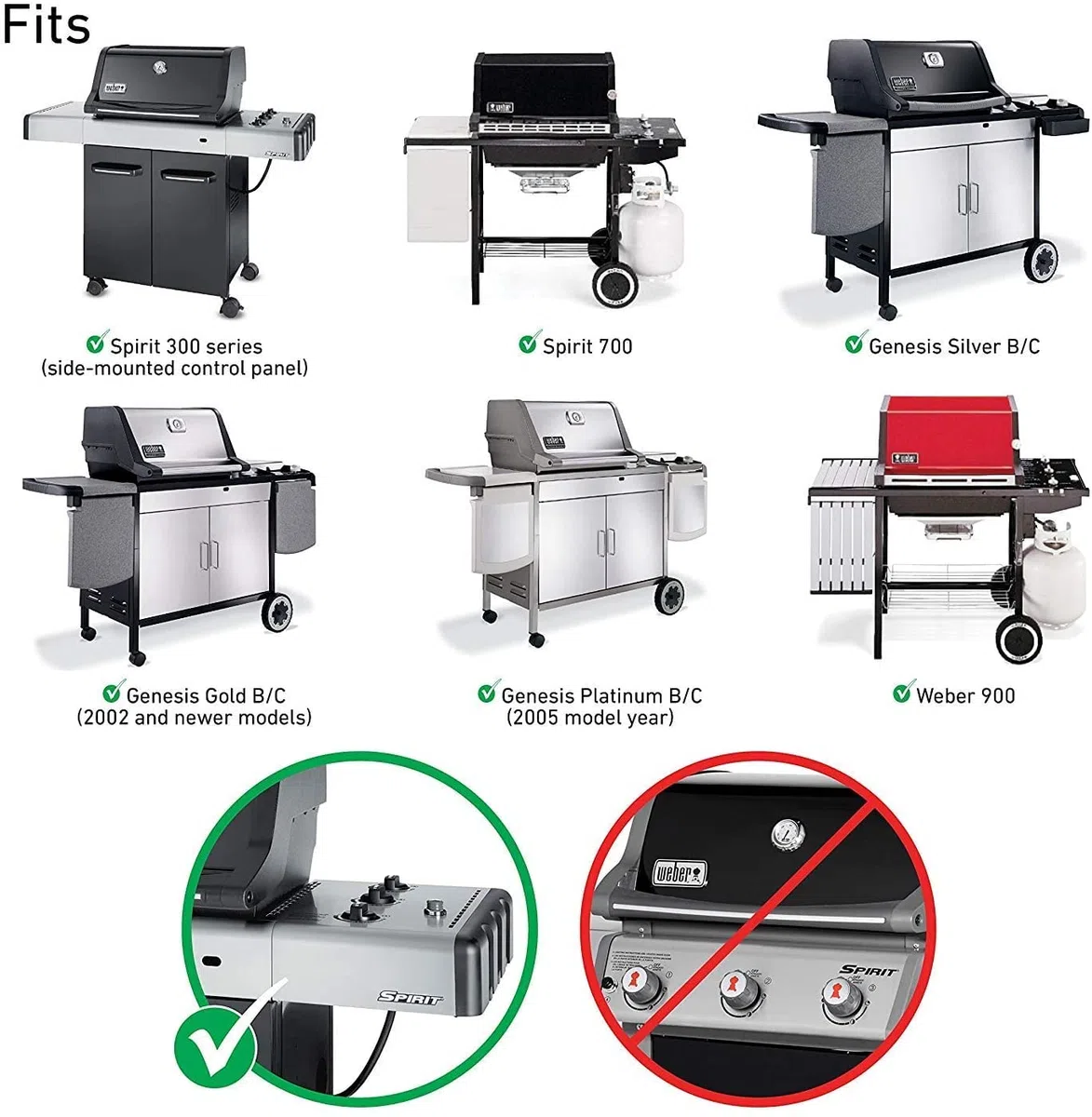 GFTIME 7537 BBQ Diffusore Piastra di Calore & 7508 Bruciatore a Gas Barbecue Ricambi per Weber Spirit 300,E310 E320 per Weber Genesis Silver B&C,Gold B&C,Spirit 700 Weber 900(Con Manopola laterale)