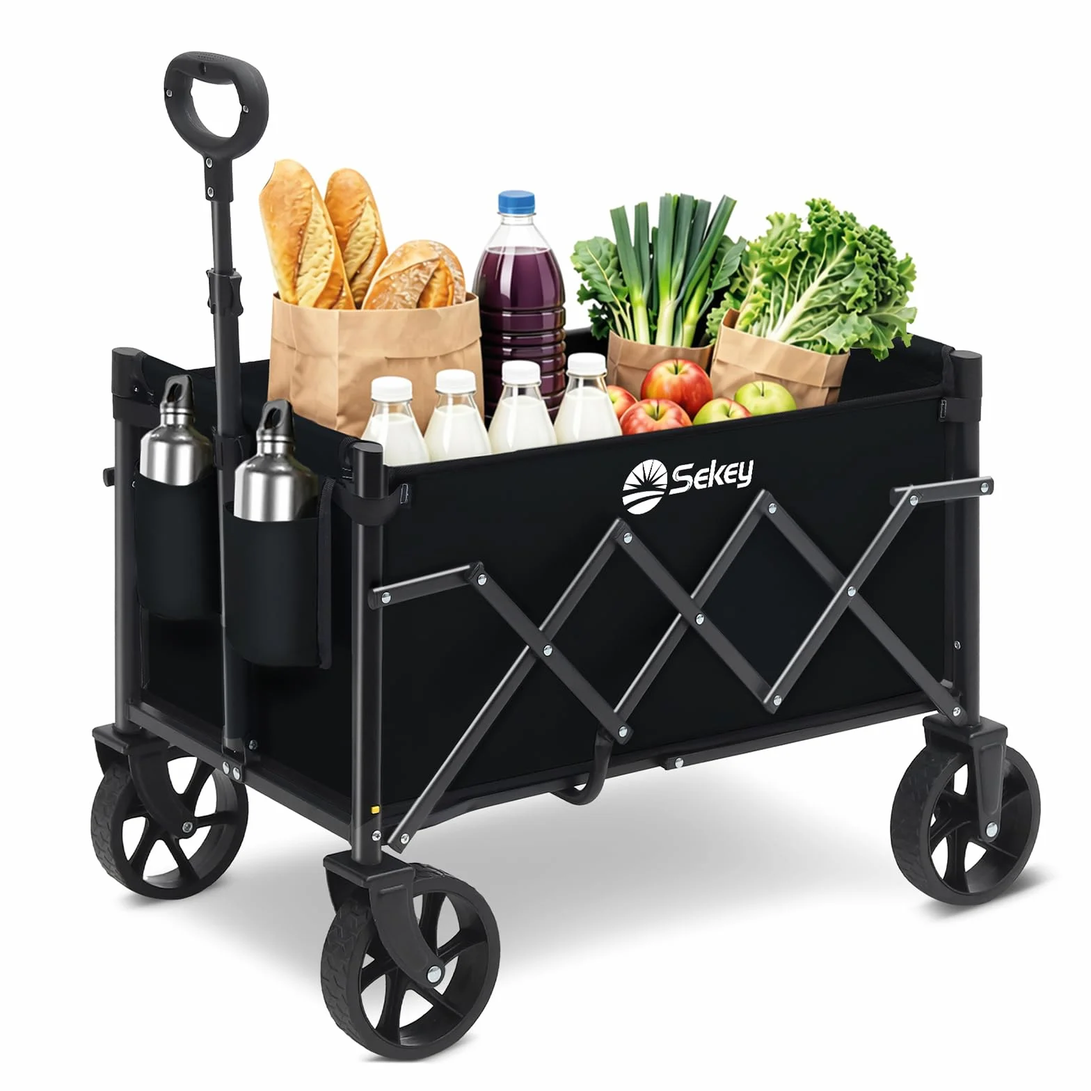 Sekey Carrello pieghevole 60L 80KG Manico Regolabile Nero