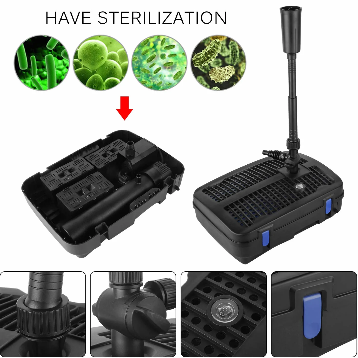 Forever Speed 4 in 1 Pompa per fontana con filtro 11 W UV chiarificatore 2500 l/h cavo 10 m