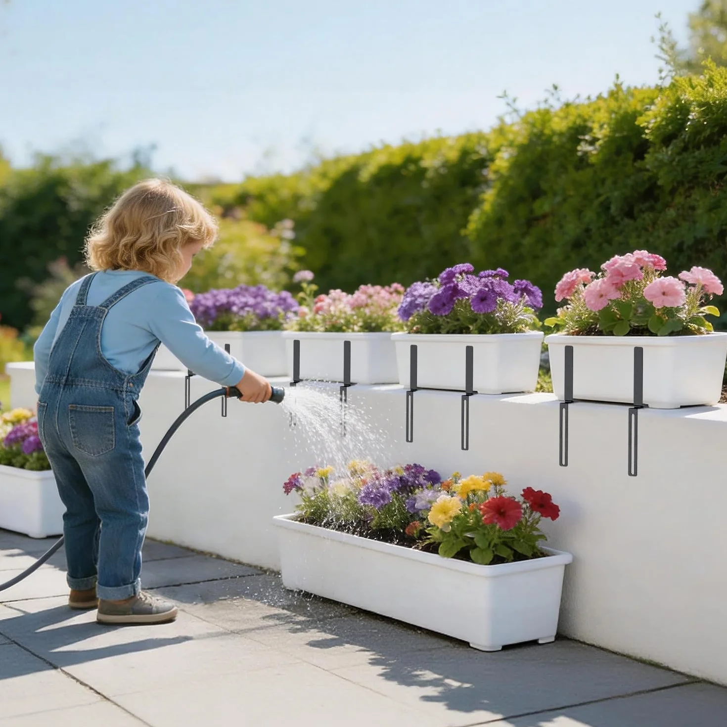 Set di 6 supporti per fioriere a forma di H, supporti per vasi da balcone senza fori Adatti per ringhiere da balcone da 1,5 a 32 cm e fioriere da 15 a 23 cm, supporto per fioriere per ringhiere