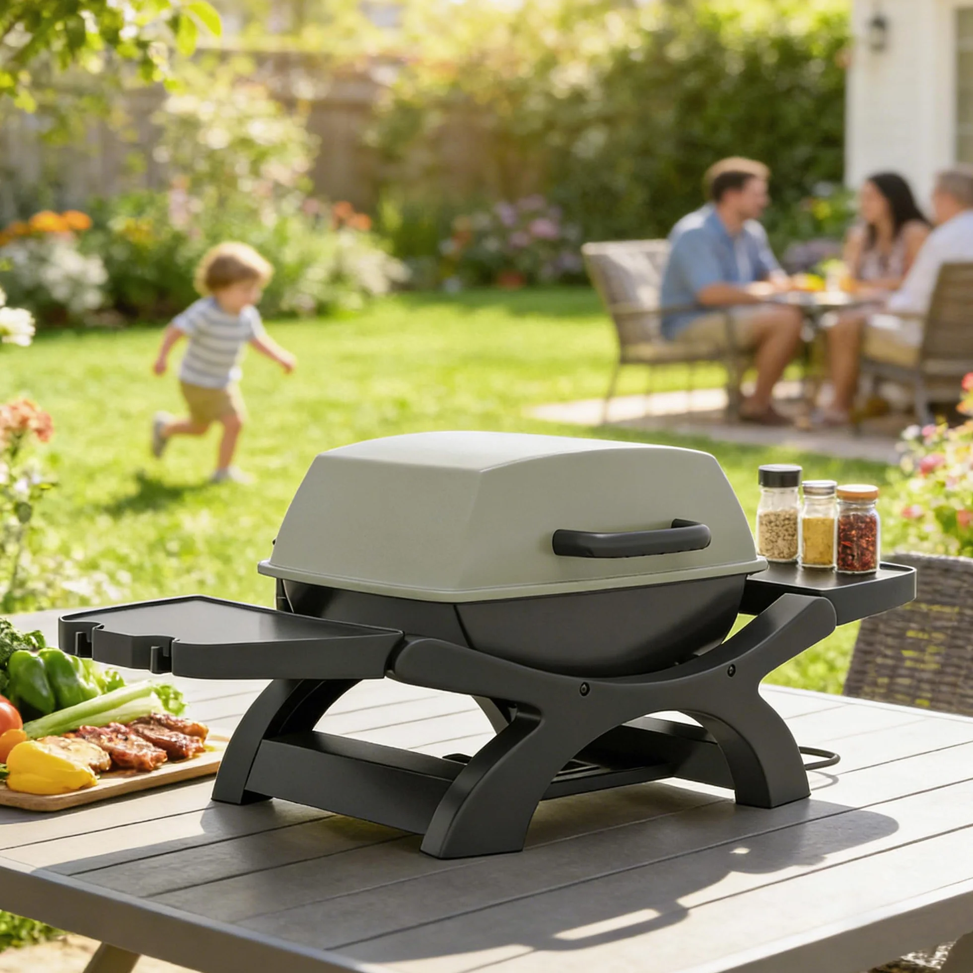 Outsunny Griglia Elettrica da Tavolo 2300W Barbecue Portatile Antiaderente Nero
