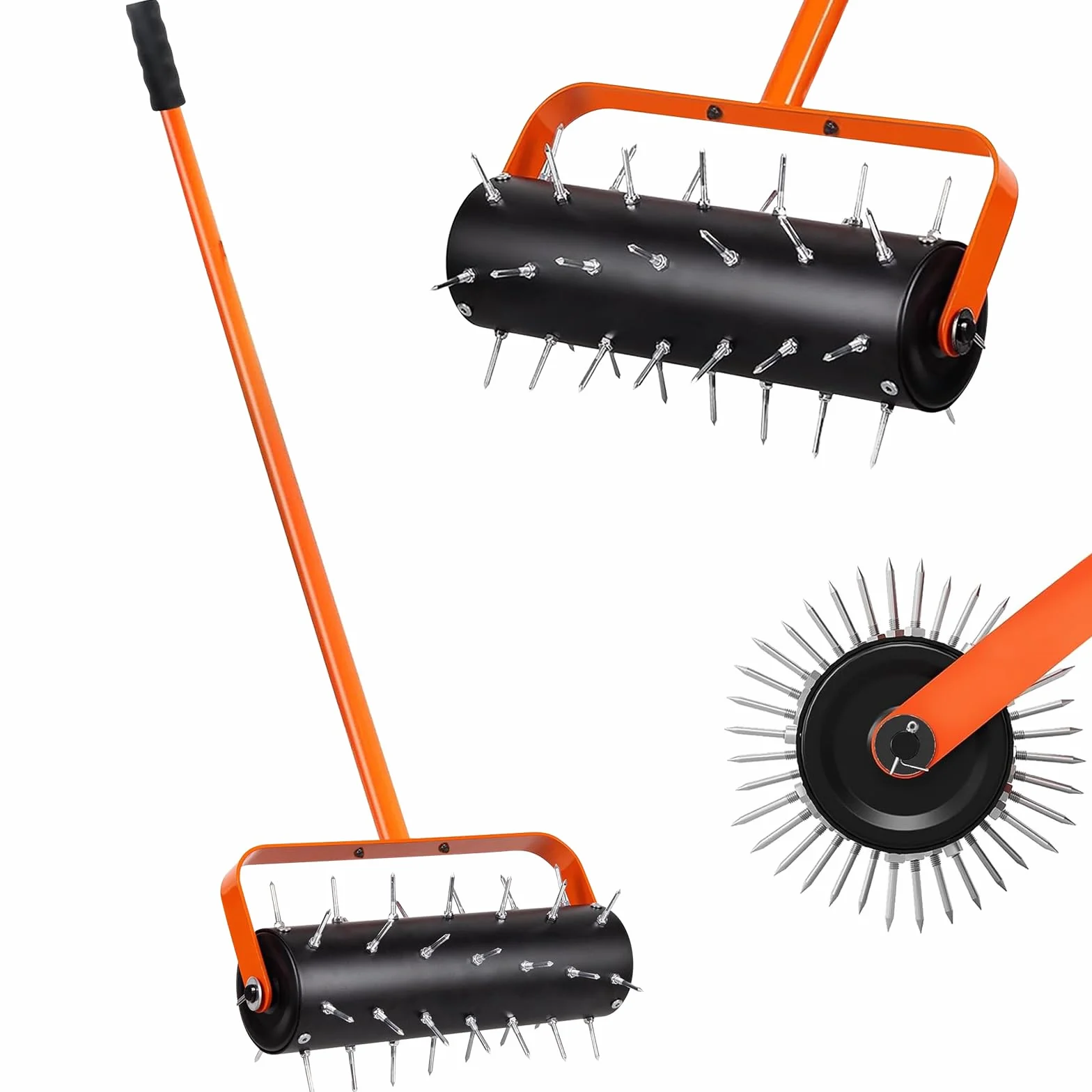 LIROPAU Arieggiatore Manuale a Rullo per Prato, Verticutatore a Mano con 42 Chiodi, 5 cm, 120 x 40 cm