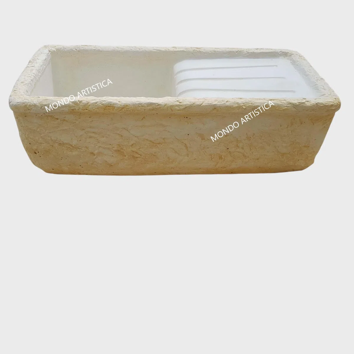 Lavello in Cemento L 80x40 H 22 cm Giallo Ocra Per Esterno Mondo Artistica