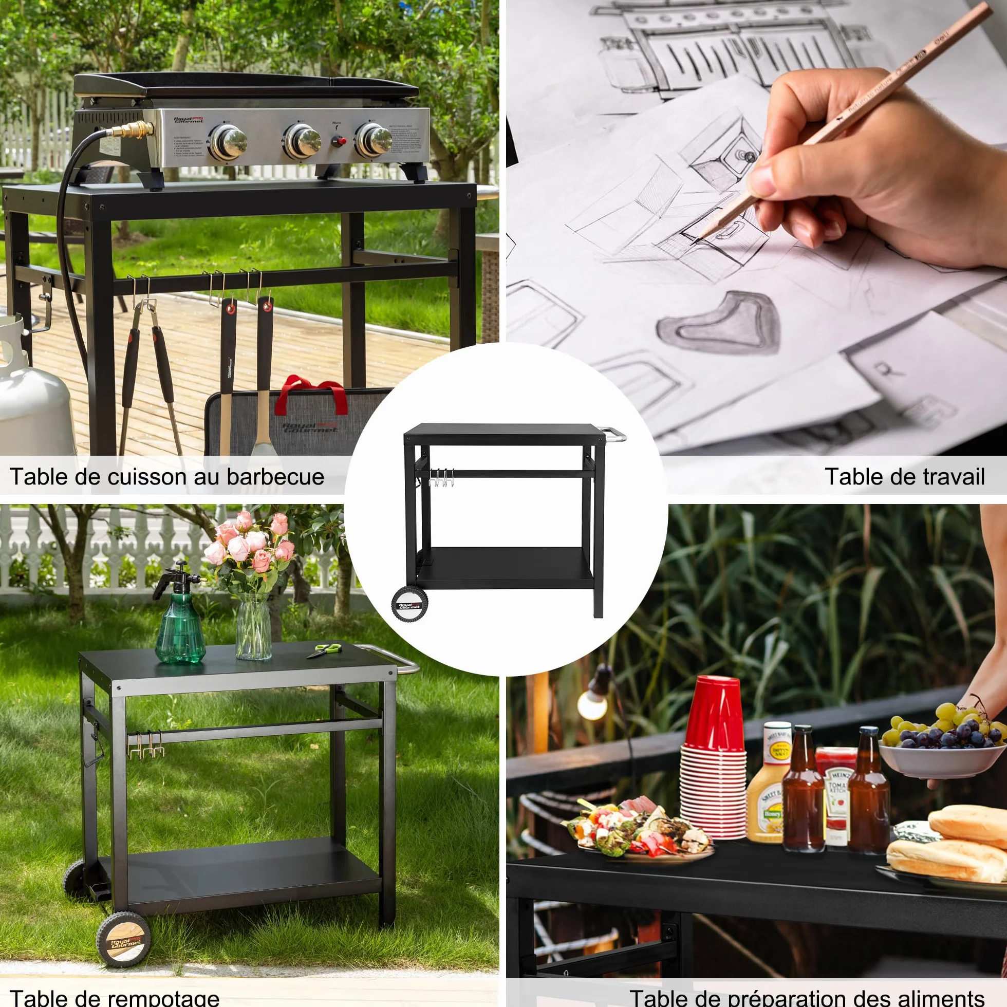 Royal Gourmet Carrello barbecue metallo 100,5 x 59 x 81 cm nero