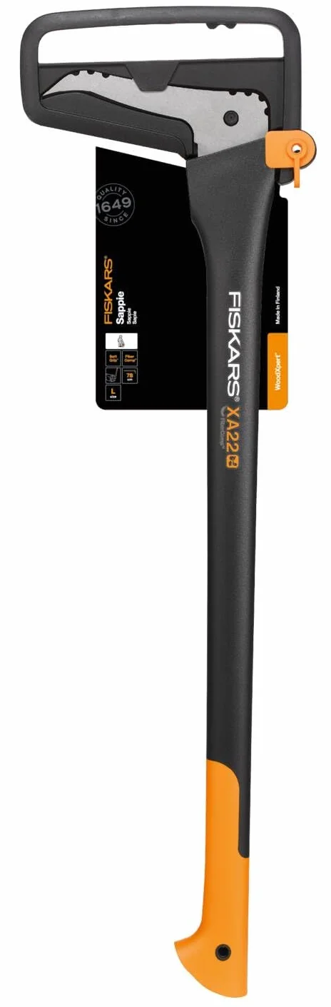 Fiskars Zappino tiratronchi, Lunghezza: 78,5 cm, Lama in acciaio temprato/Manico resistente in fibra di vetro, Fodero per trasporto e conservazione incluso, Nero/Arancione, WoodXpert, XA22, 1003623
