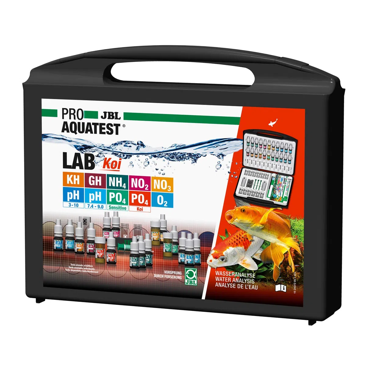JBL PROAQUATEST Lab Koi - Valigetta per Test dell'Acqua, con 10 Test e Accessori, per laghetti da Giardino e Koi