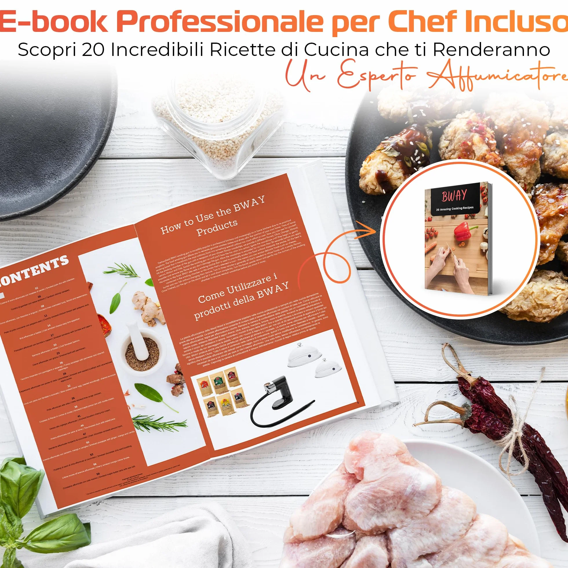 Affumicatore da Cucina Professionale BWAY a Freddo con 3 Aromi di Trucioli - Smoking Gun per Whisky