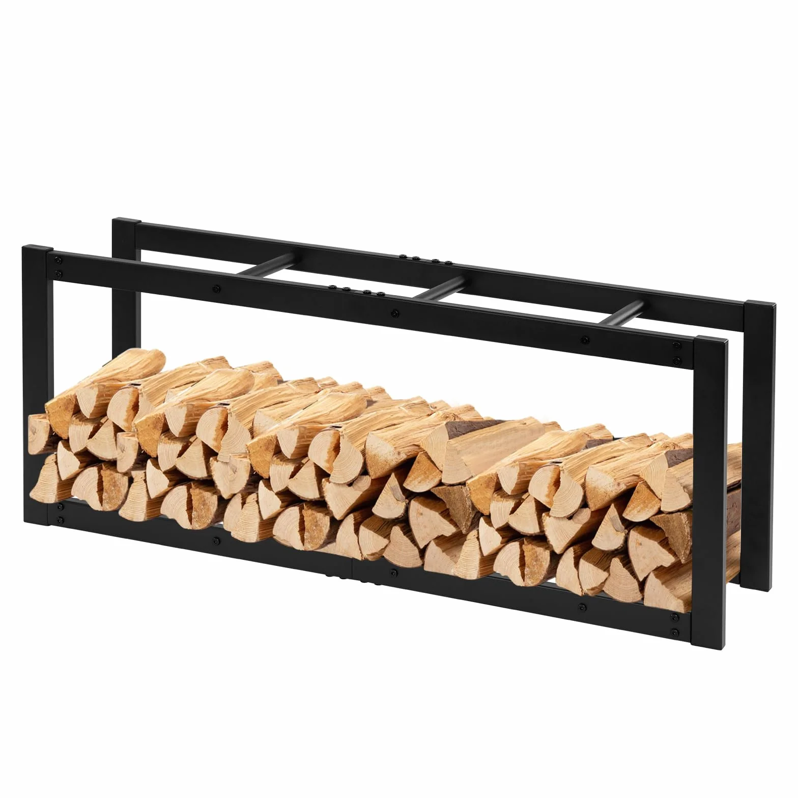 Laneetal Portalegna da Interno 40x25x100 cm Metalowy Stojak na Drewno Kominkowe Czarny