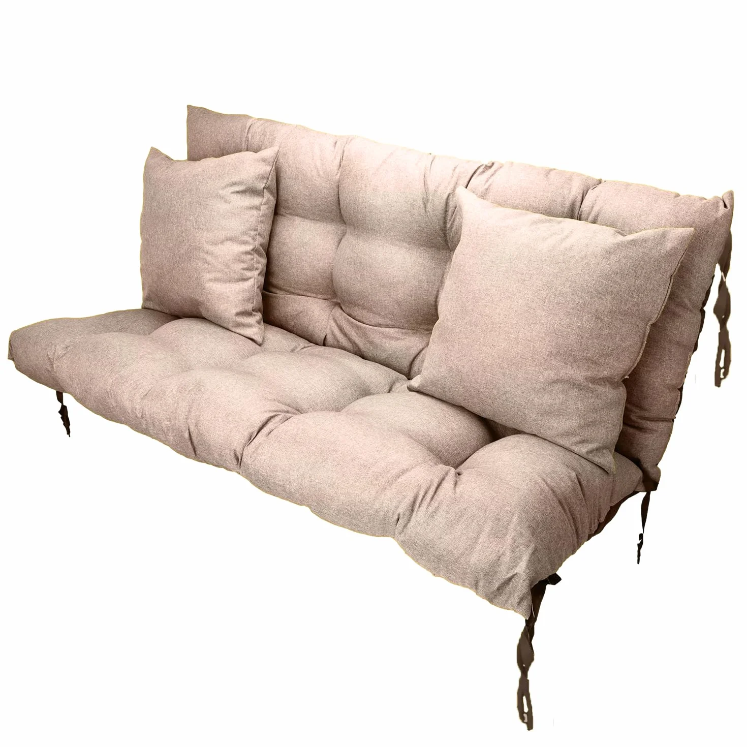 Cuscino Dondolo Da Giardino 3 Posti 160x50x60 - Per Divanetto, Panca, Pallet - Con 2 Cuscini 45x45 cm - Resistente Alla Muffa E All'umidità - Base antiscivolo, Imbottitura spessa - Beige