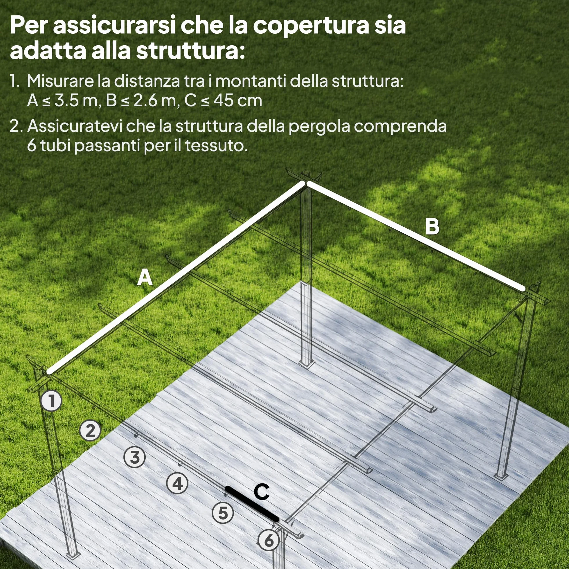 Outsunny Tetto di Ricambio per Gazebo Pergola, 350x260 cm, Poliestere Traspirante, Grigio Scuro