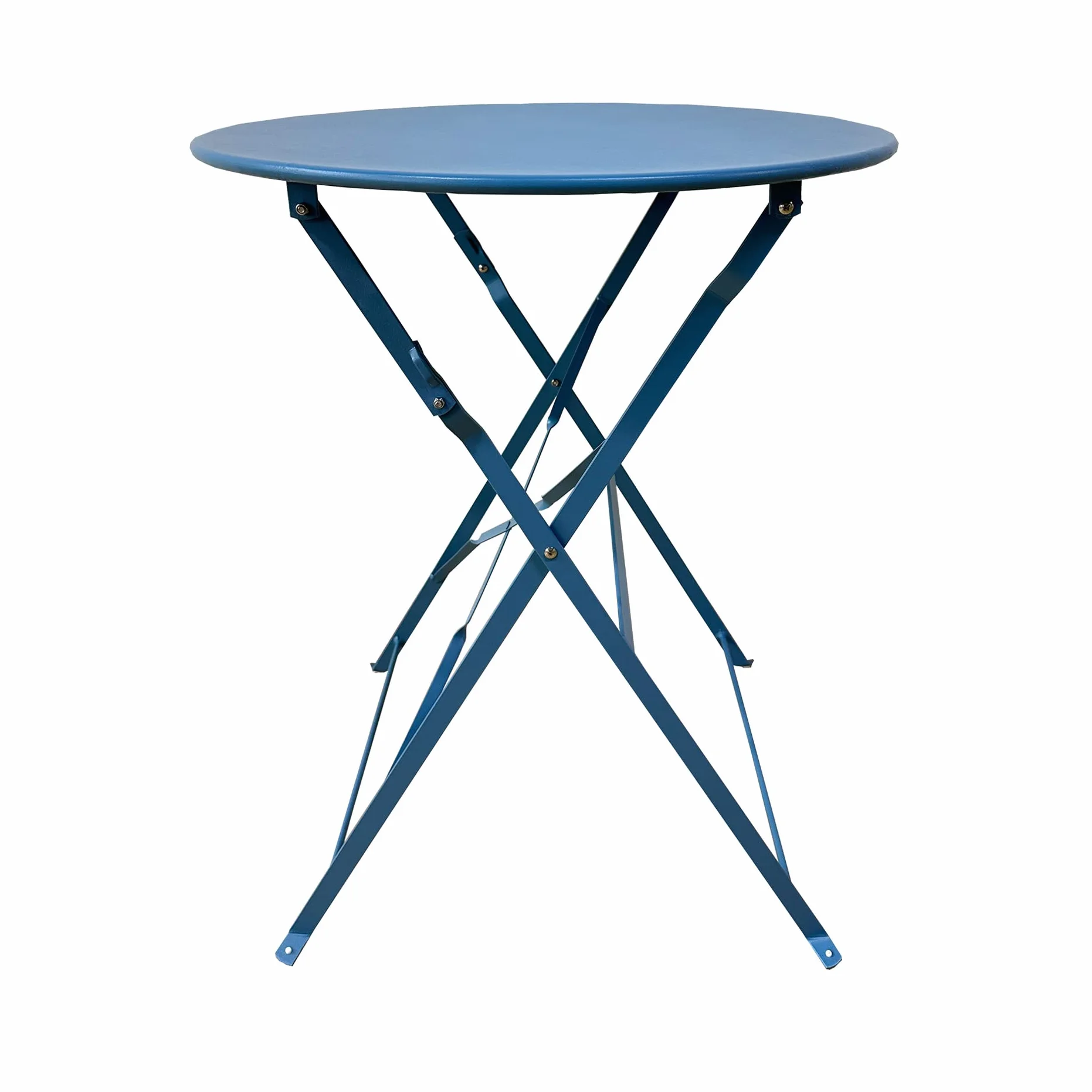 Rebecca Mobili Set Bistro Tavolino con 2 Sedie da Balcone Azzurro Acciaio Antiruggine 71x60x60 cm